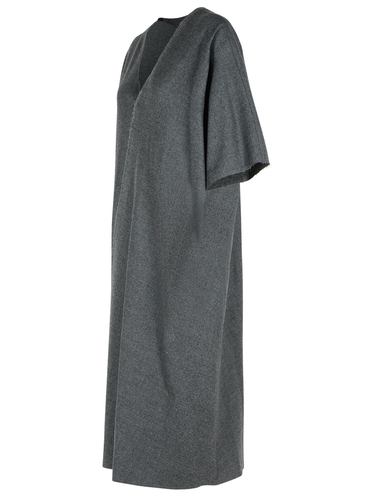 Mm6 Maison Margiela V-neckline Midi Dress Asymmetric Seam In Gray