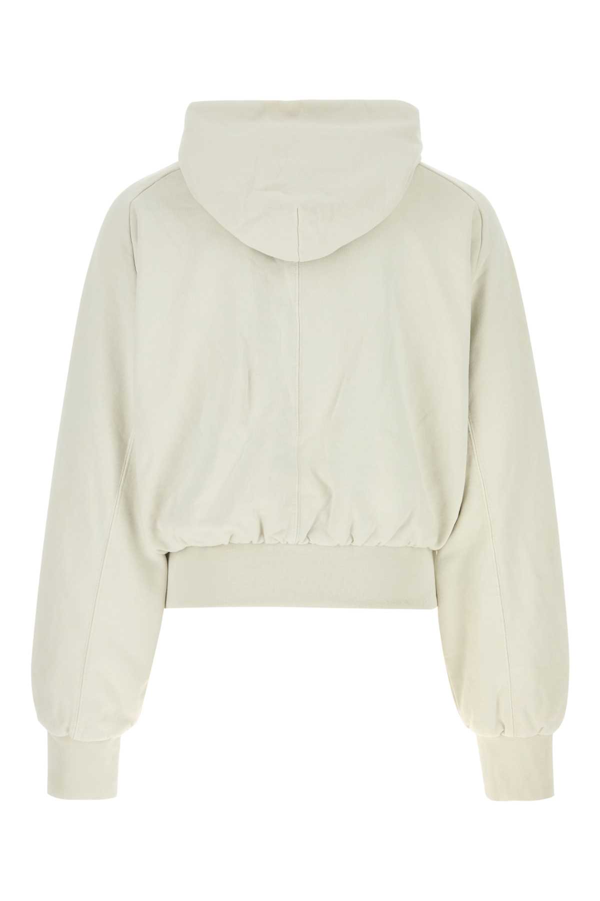 Entire Studios Cotton Sweatshirt With Front Pocket And Hood In Rice