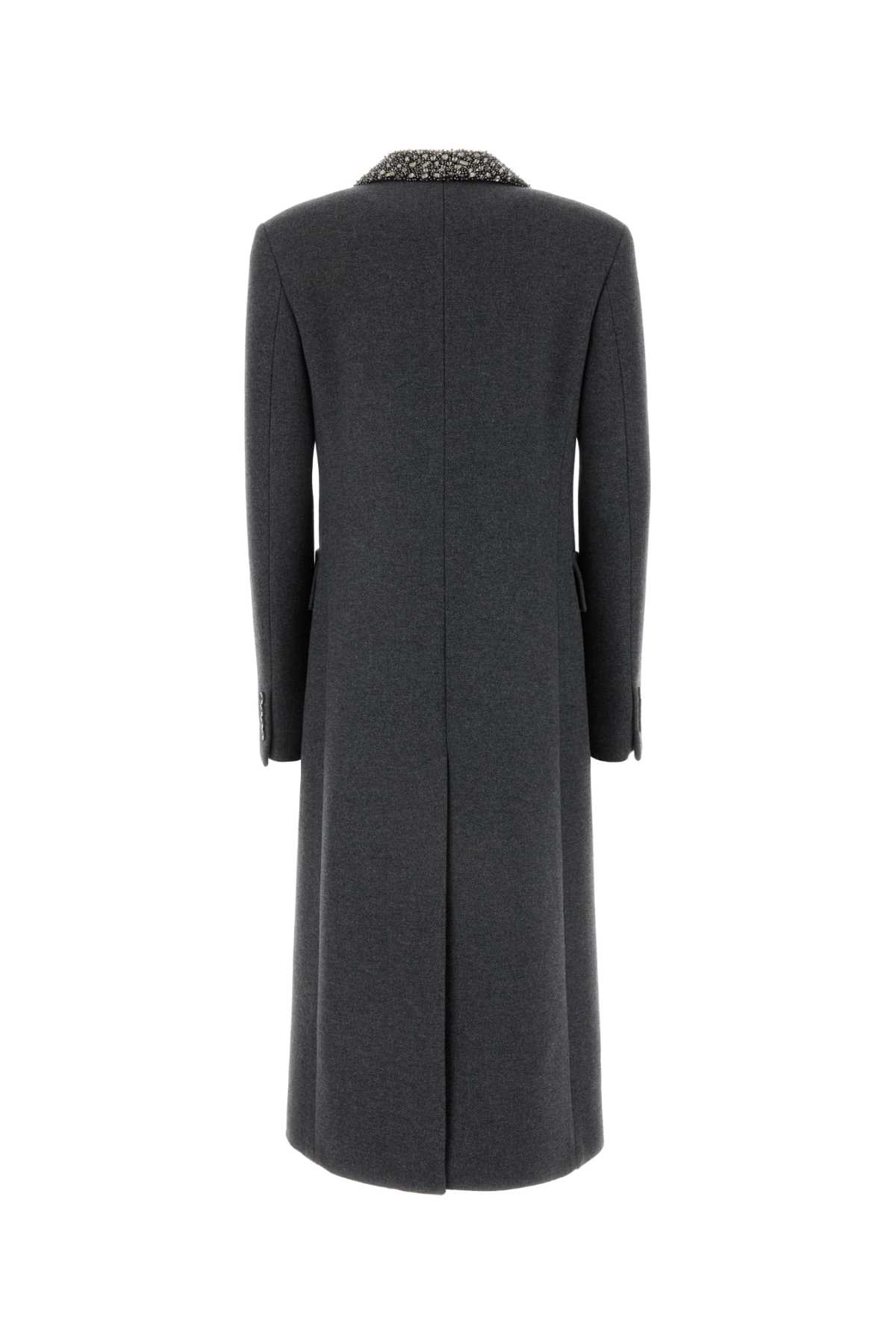 Shop Blumarine Dark Grey Wool Coat In Darkshadowgrey