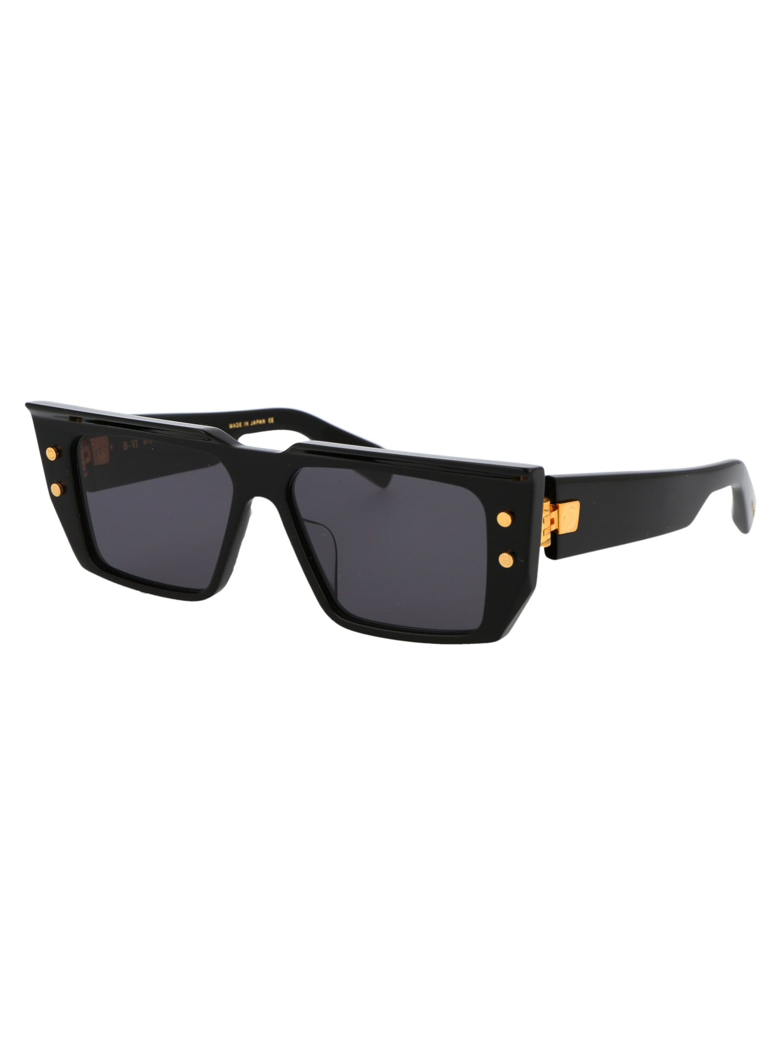 Shop Balmain B - Vi Sunglasses In Black Gold W/ Dark Grey