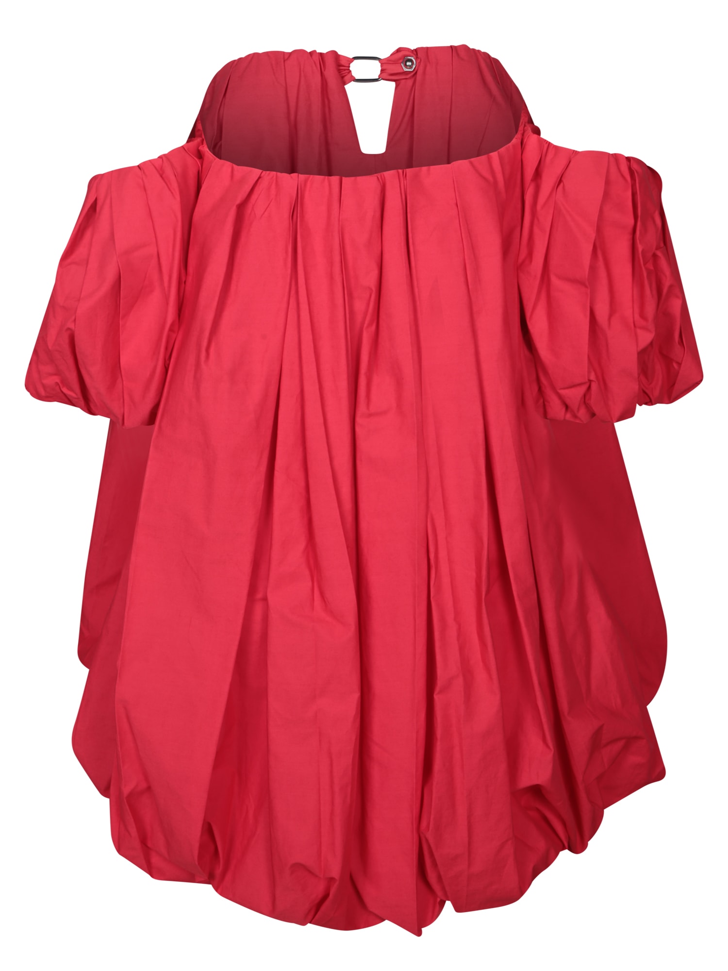 Pinko ‘bert' Red Dress With Exposed Shoulder Design And Removable Sleeves With Button