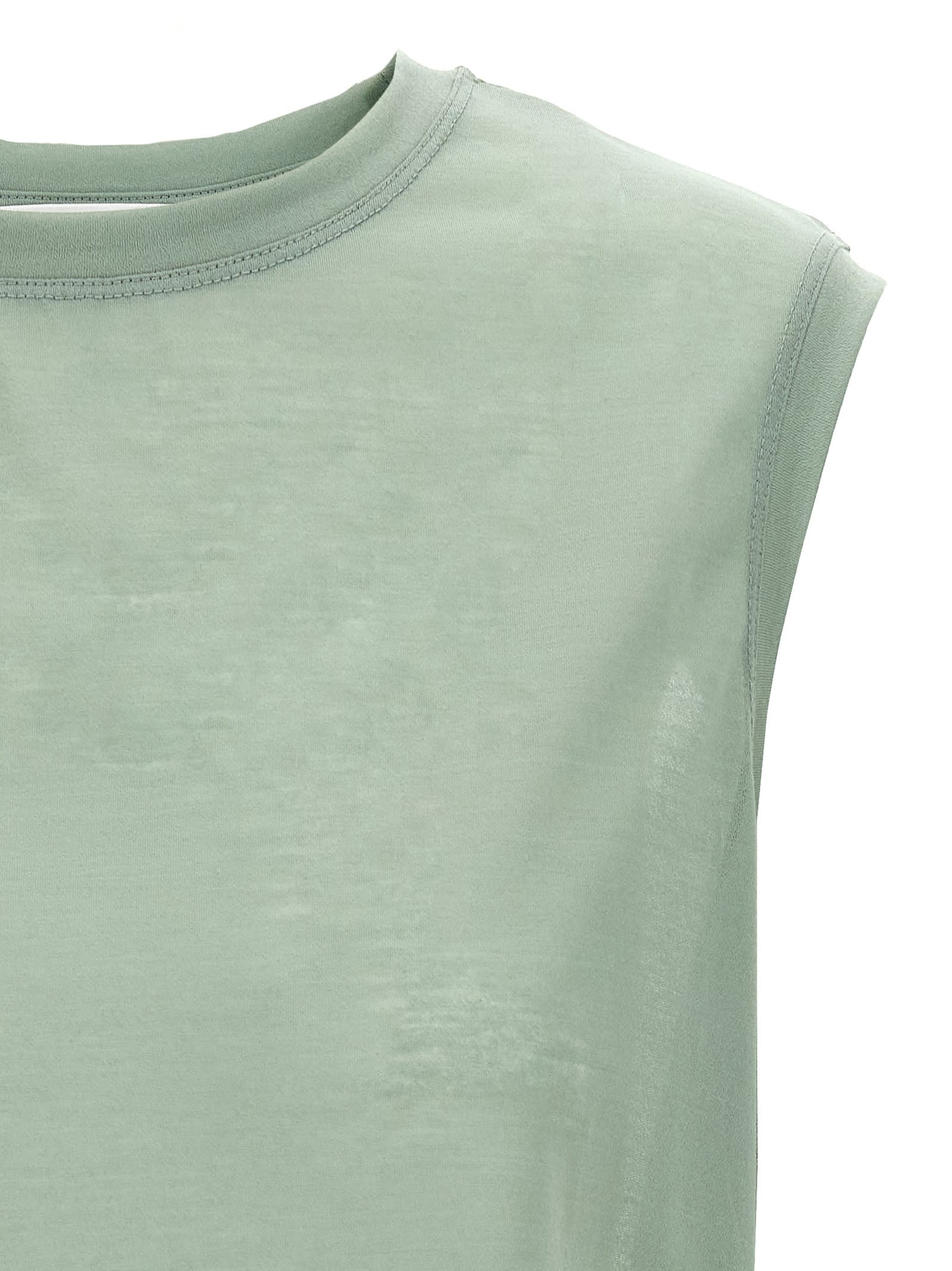 Victoria Beckham Embroidered Logo Sleeveless Crew Neck Top In Green
