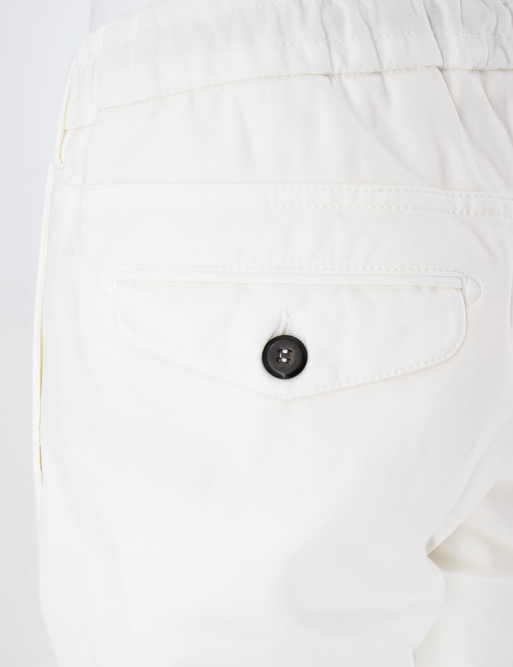 Eleventy White Pants With Elastic Drawstring Waist And Tapered Leg In Cotton Blend Stretch Woman