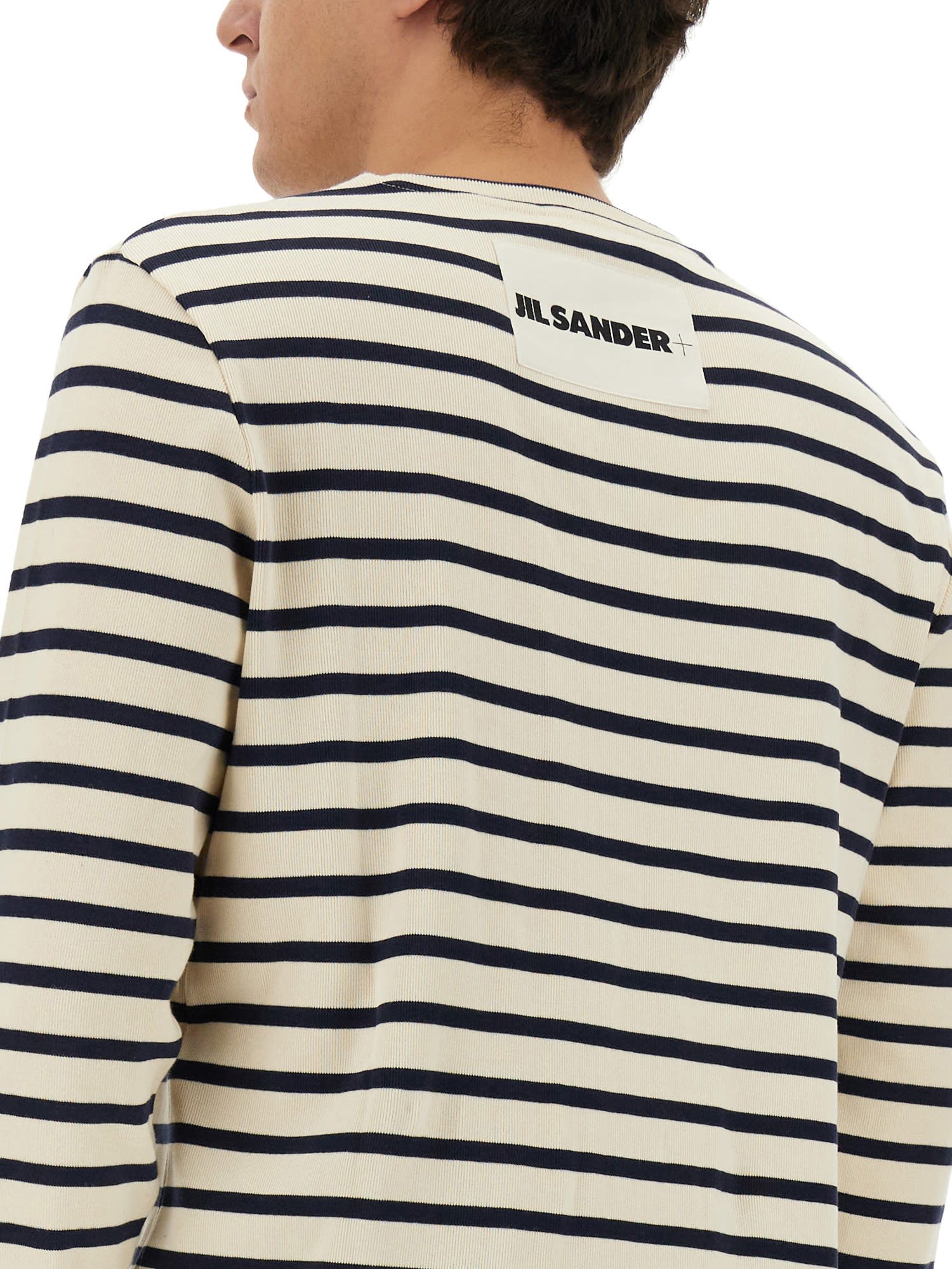 Shop Jil Sander Striped T-shirt In Bianco/nero