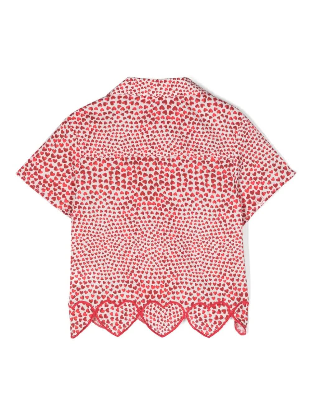 Shop Stella Mccartney Hearts High Summer All-over Shirt In Cotton In Red