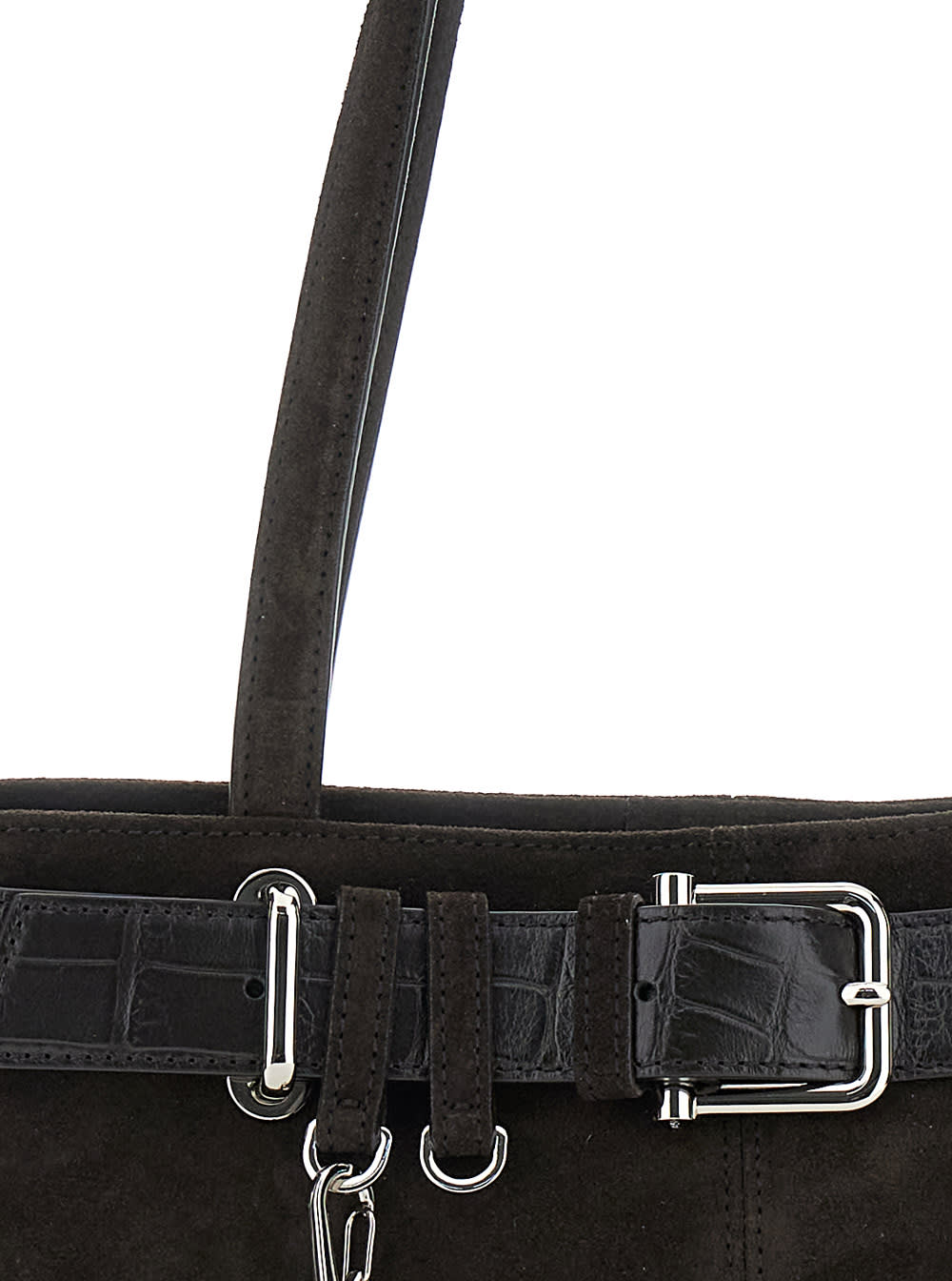 Osoi Brocle Brown Shoulder Bag With Belt And Pendant Key Details In Suede Woman In Brown