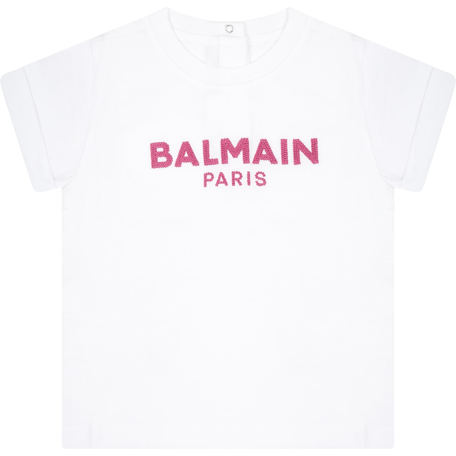 Balmain Kids' White T-shirt For Baby Girl With Logo