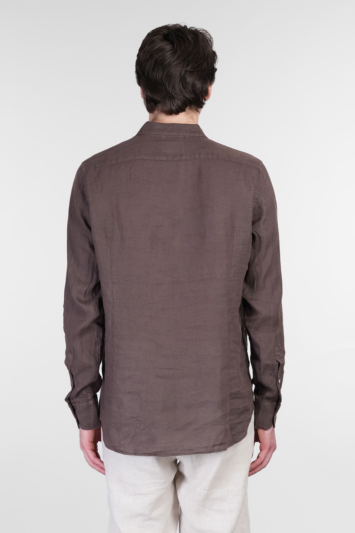 Mc2 Saint Barth Pamplona Shirt In Brown Linen In Brown