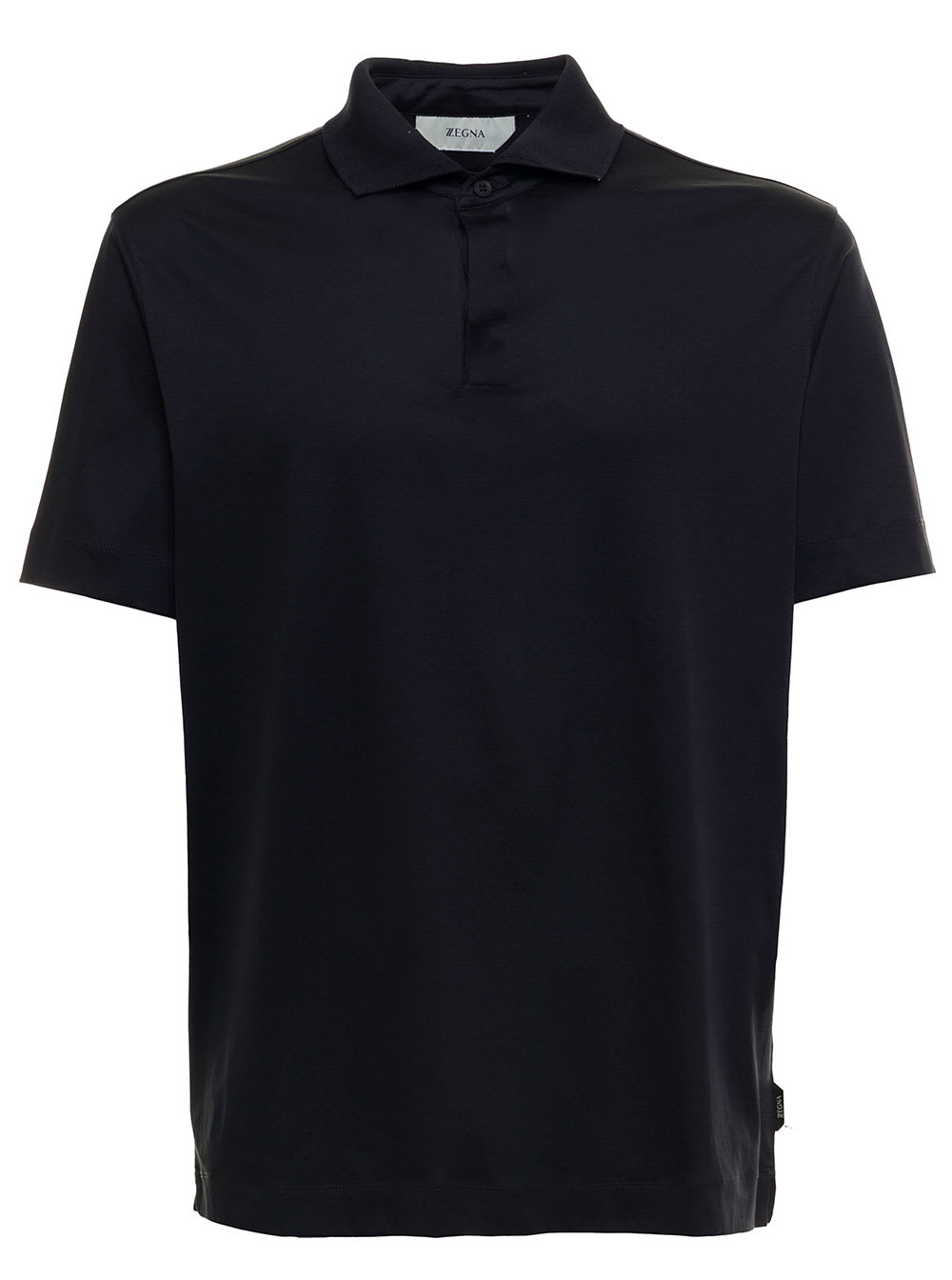 Z Zegna Short Sleeves Blue Cotton Polo Shirt