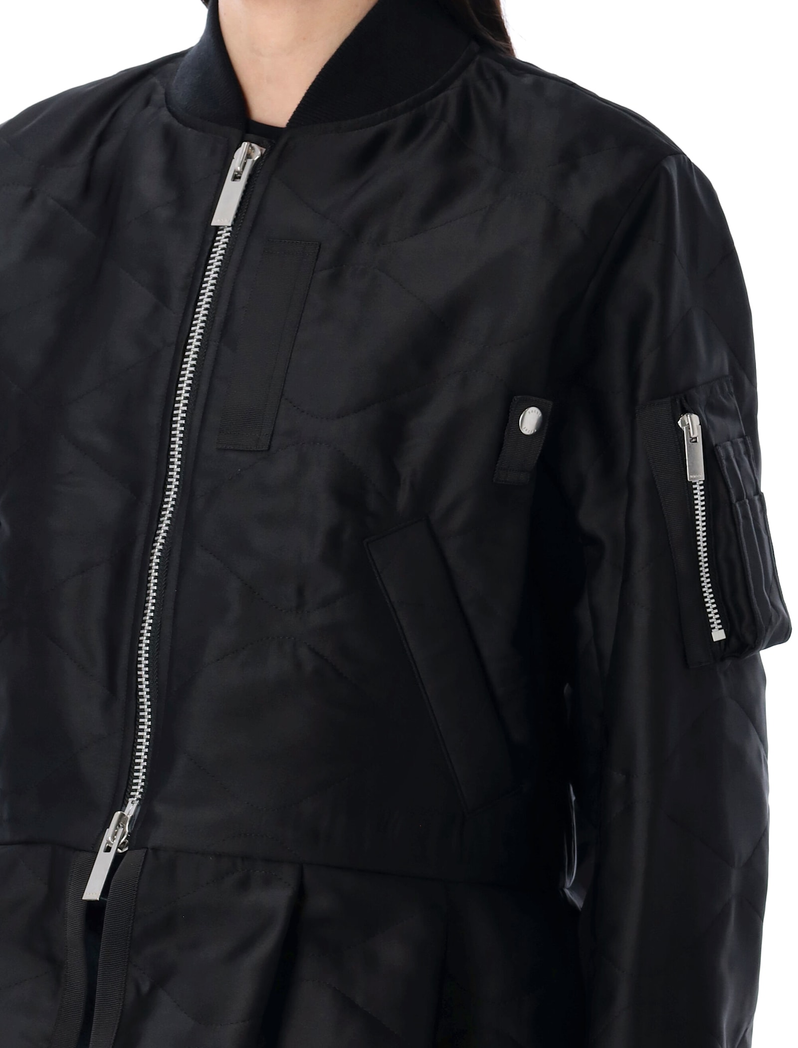 Sacai Polyester Nylon Blend Coat In Black