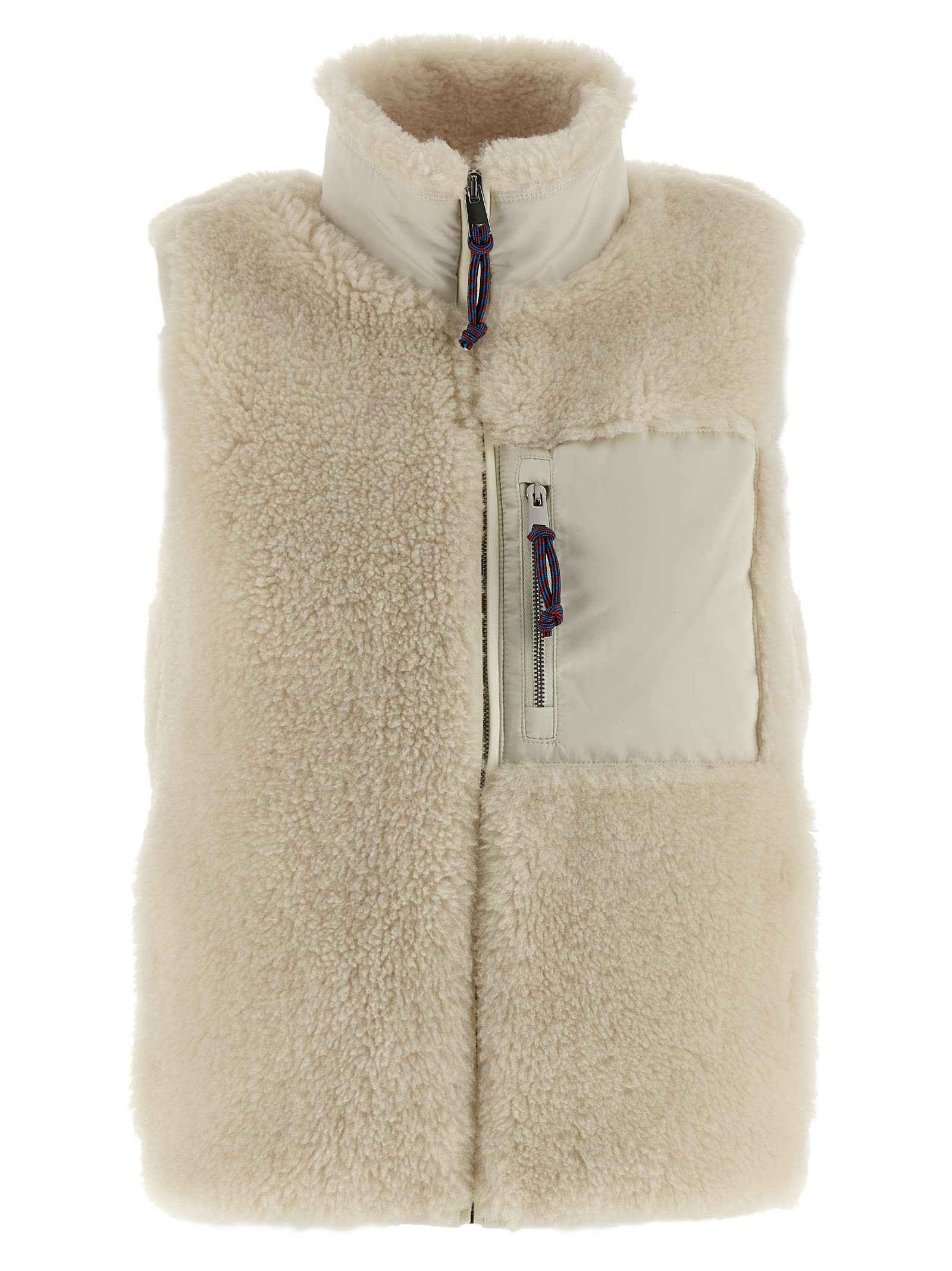 Tory Burch Color Block Highpile Vest In Neutral