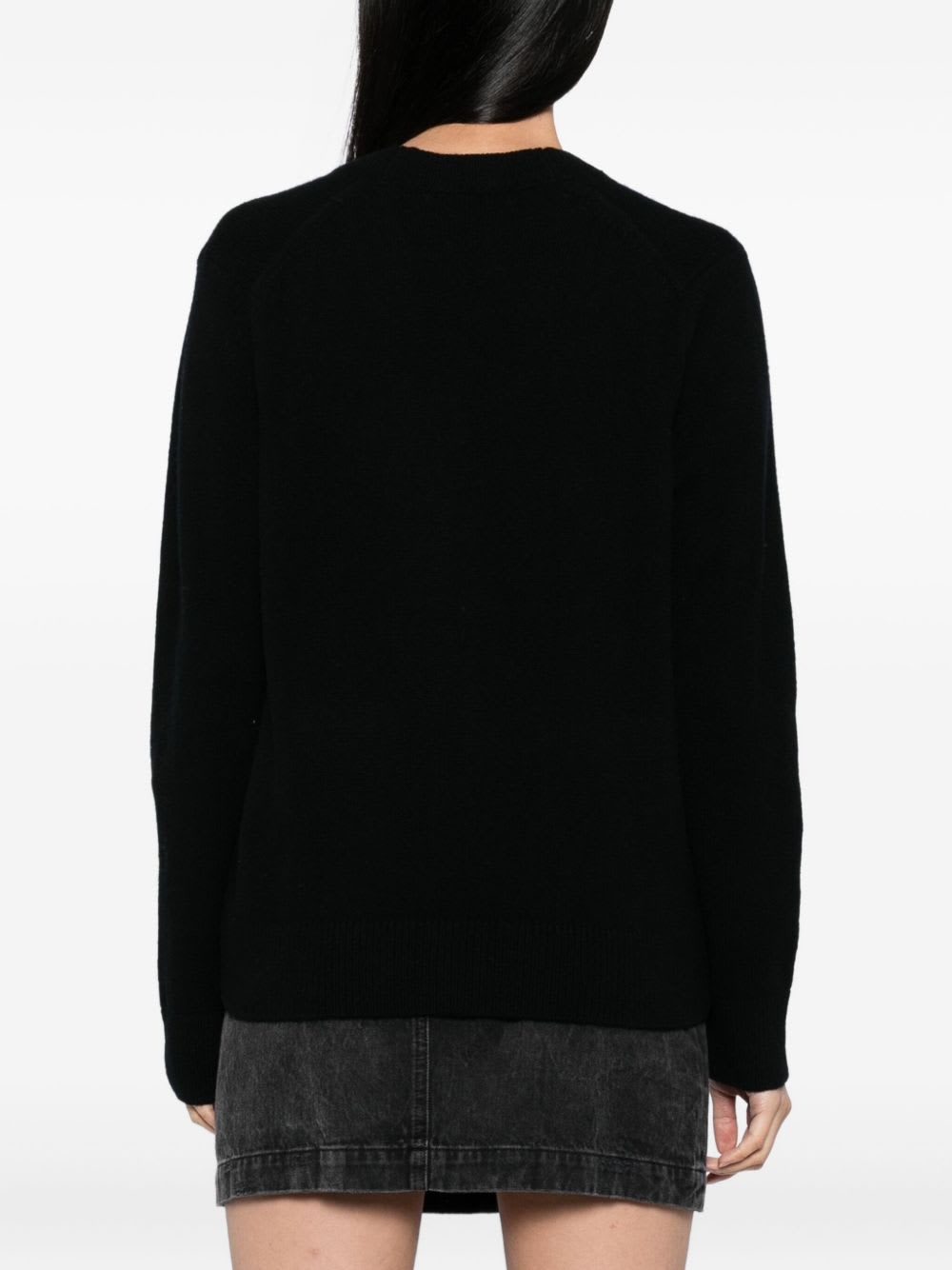 Maison Kitsuné V-neck Long Sleeve Wool Cardigan In Black