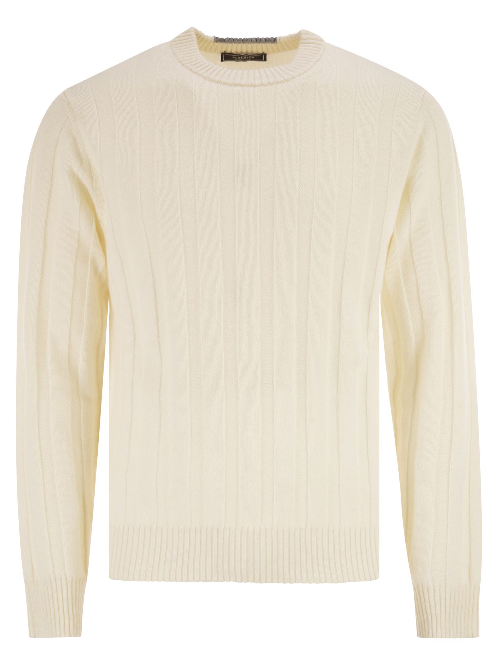 Peserico Wool And Cashmere Ribbed Jumper In White