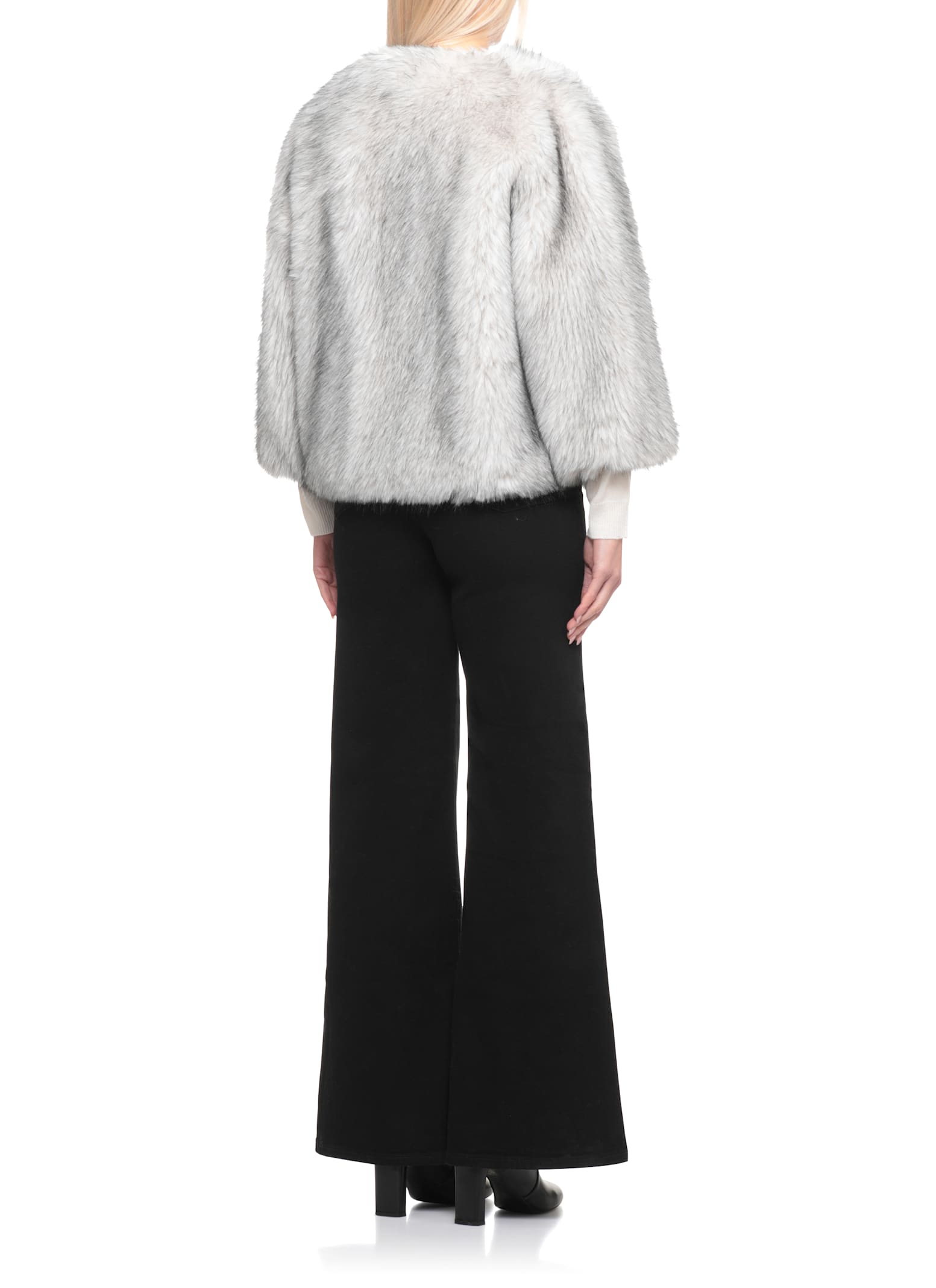 Betta Corradi Open-front Faux-fur Jacket In Gray