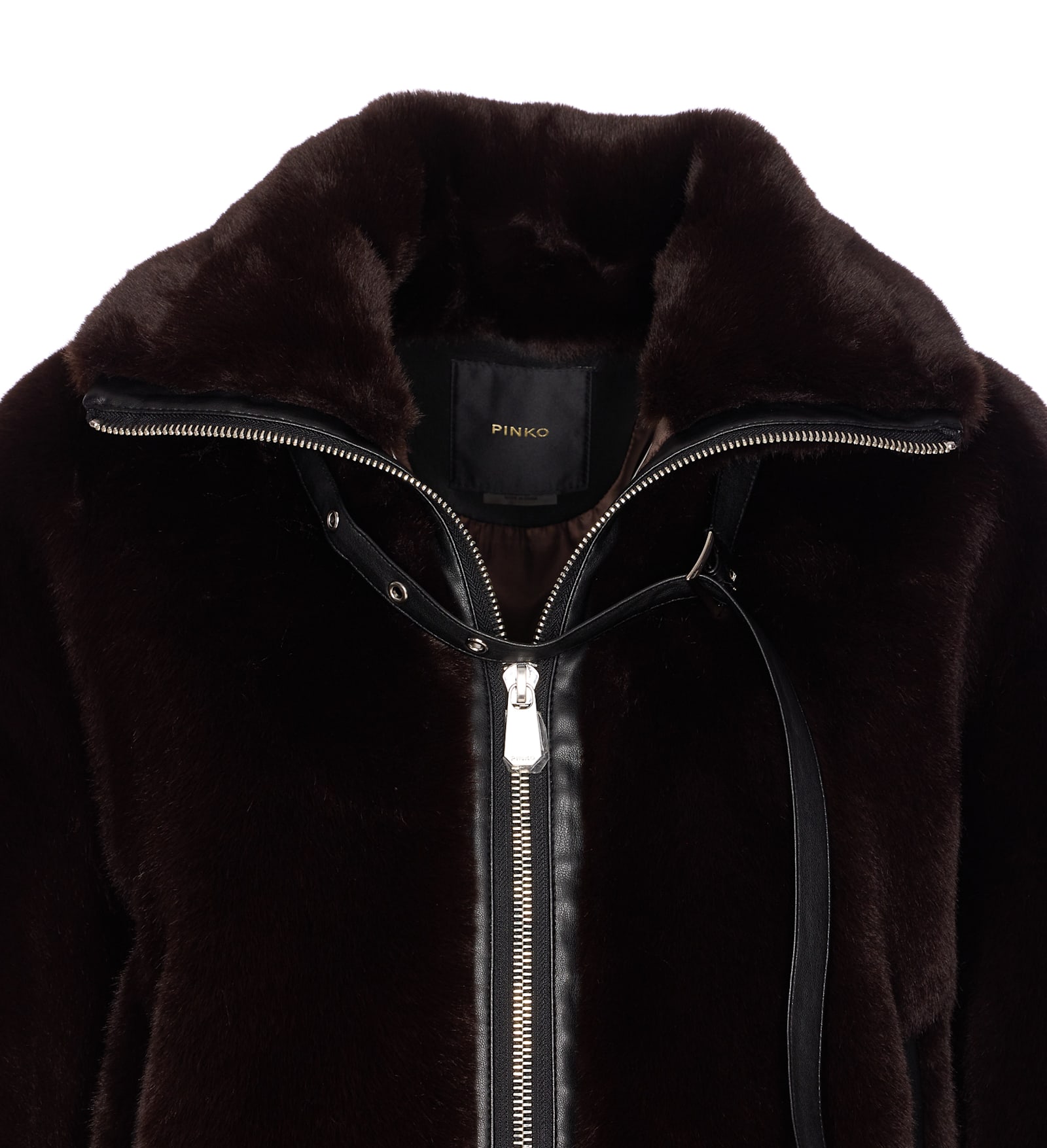Pinko Ink-effect Faux Fur Blouson Jacket In Black