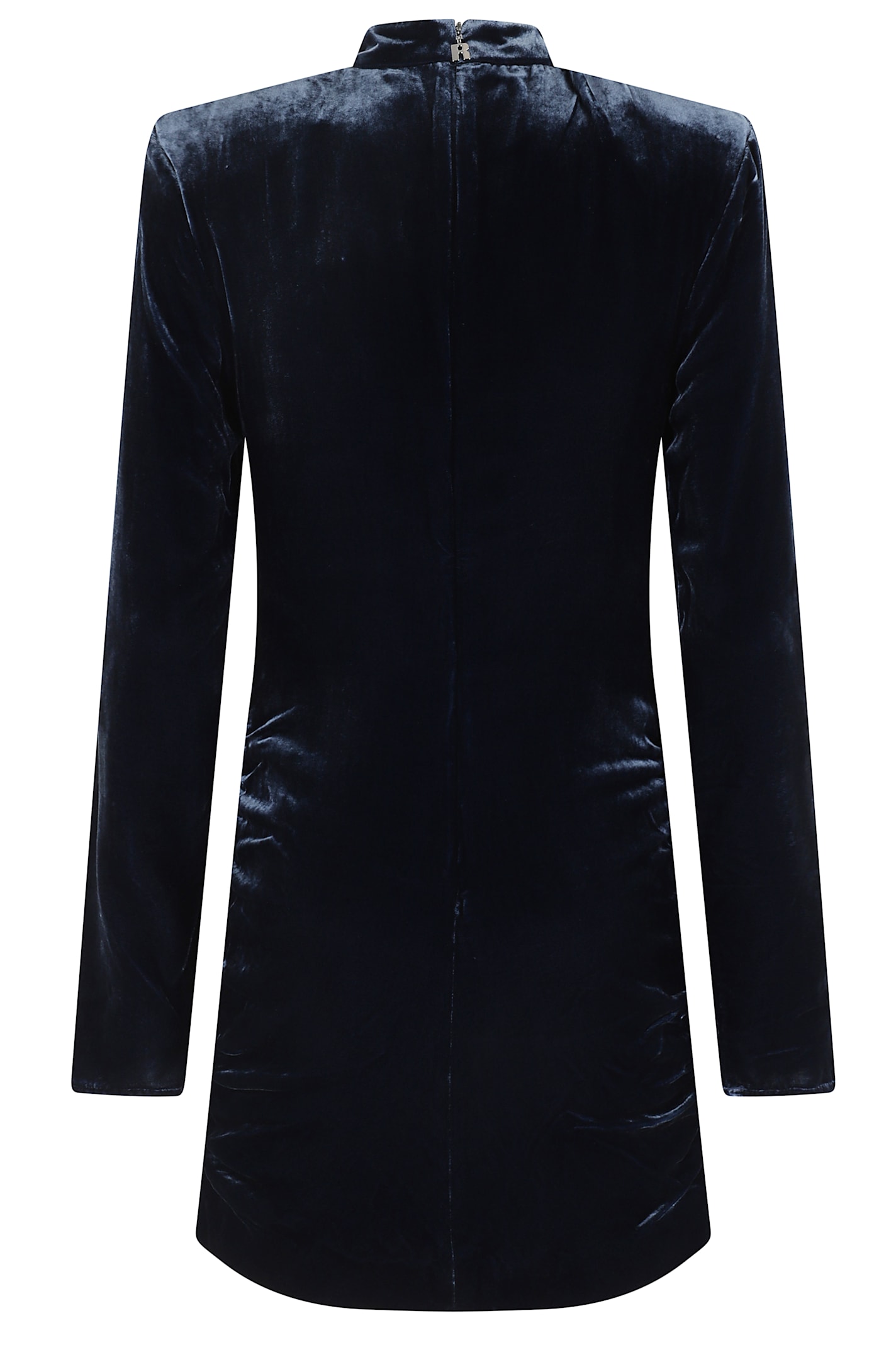 Rotate Birger Christensen Silk Velvet Ls Mini Dress In Blue