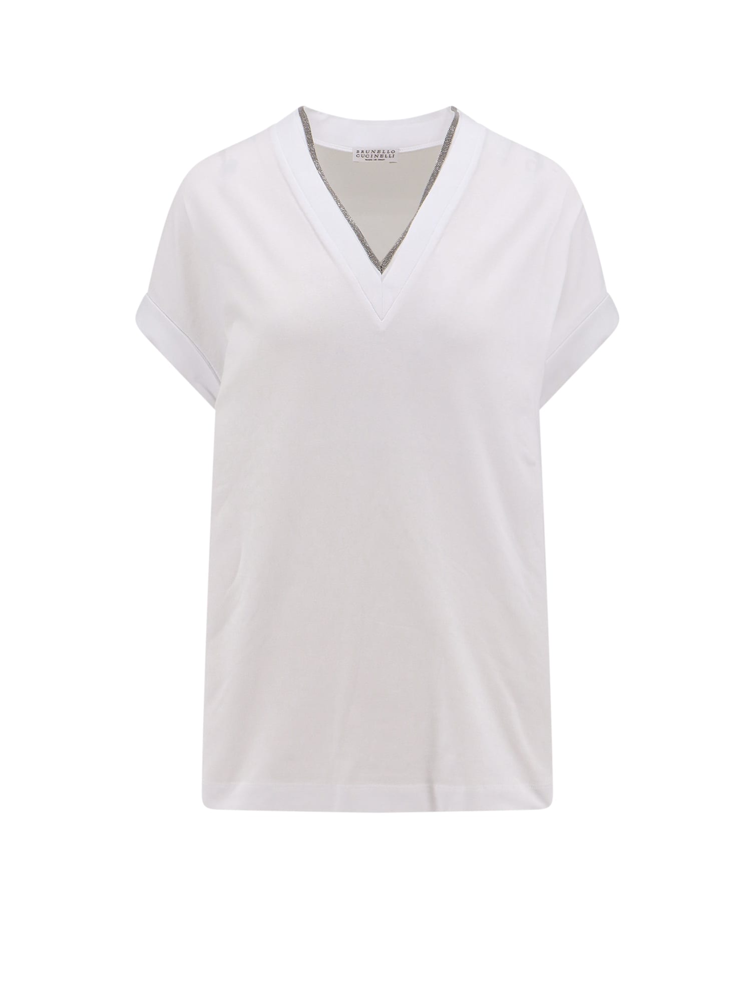 Shop Brunello Cucinelli V-neck T-shirt In White