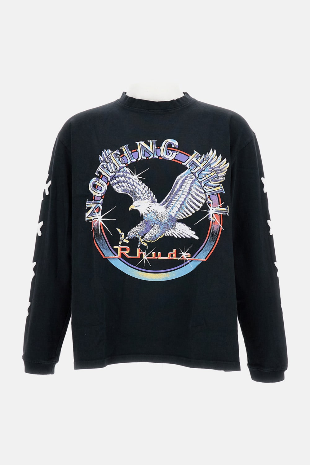 Rhude Notting Hill Eagle Vintage Black Long Sleeve T-shirt In Black