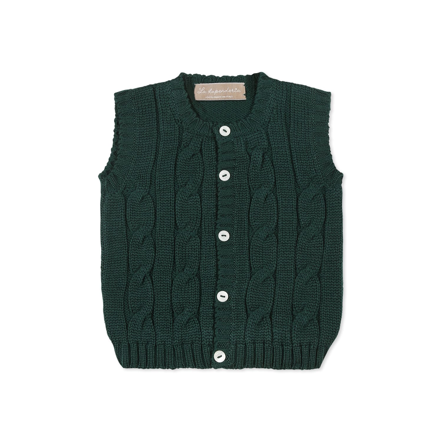 La Stupenderia Green Knit Vest For Baby Boy In Green