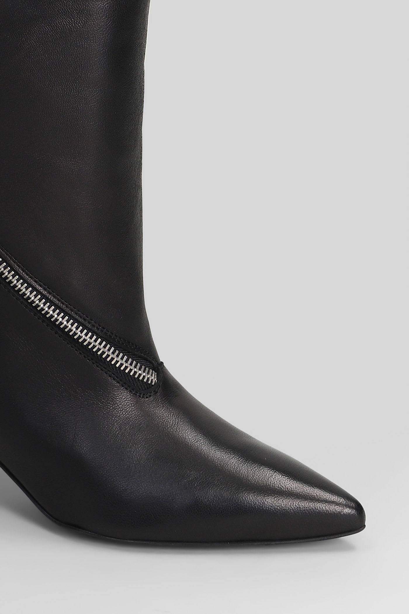 Alchimia High Heels Ankle Boots In Black Leather In Black