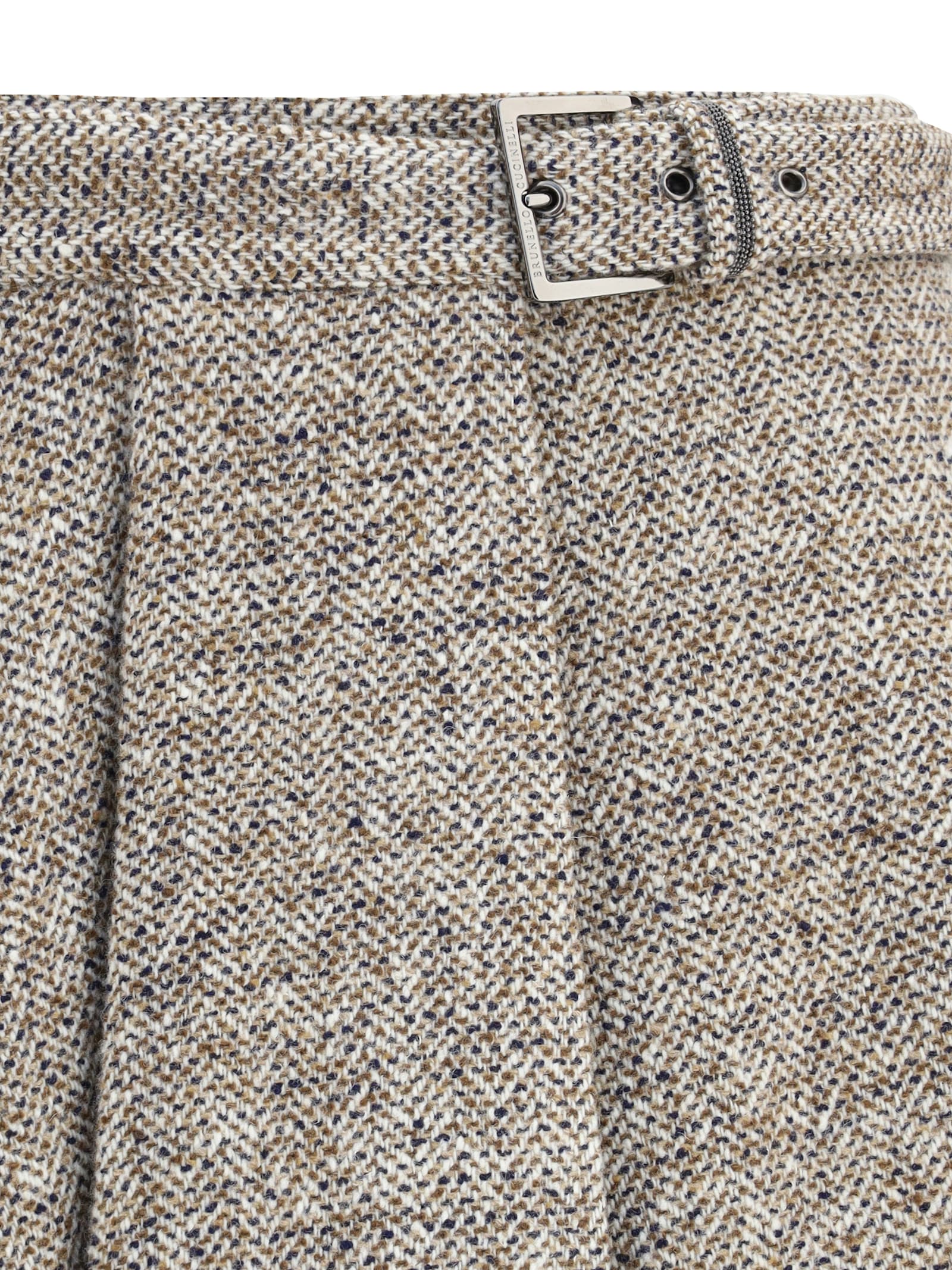 Brunello Cucinelli Women Virgin Wool Midi Skirt In Gray