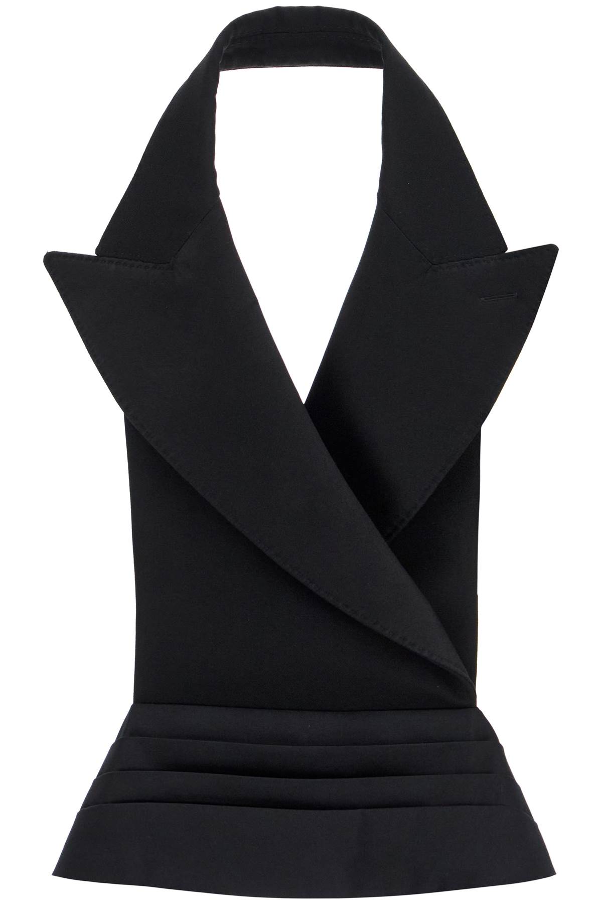 Dolce & Gabbana Open-back Wool And Silk Blend Vest In Black