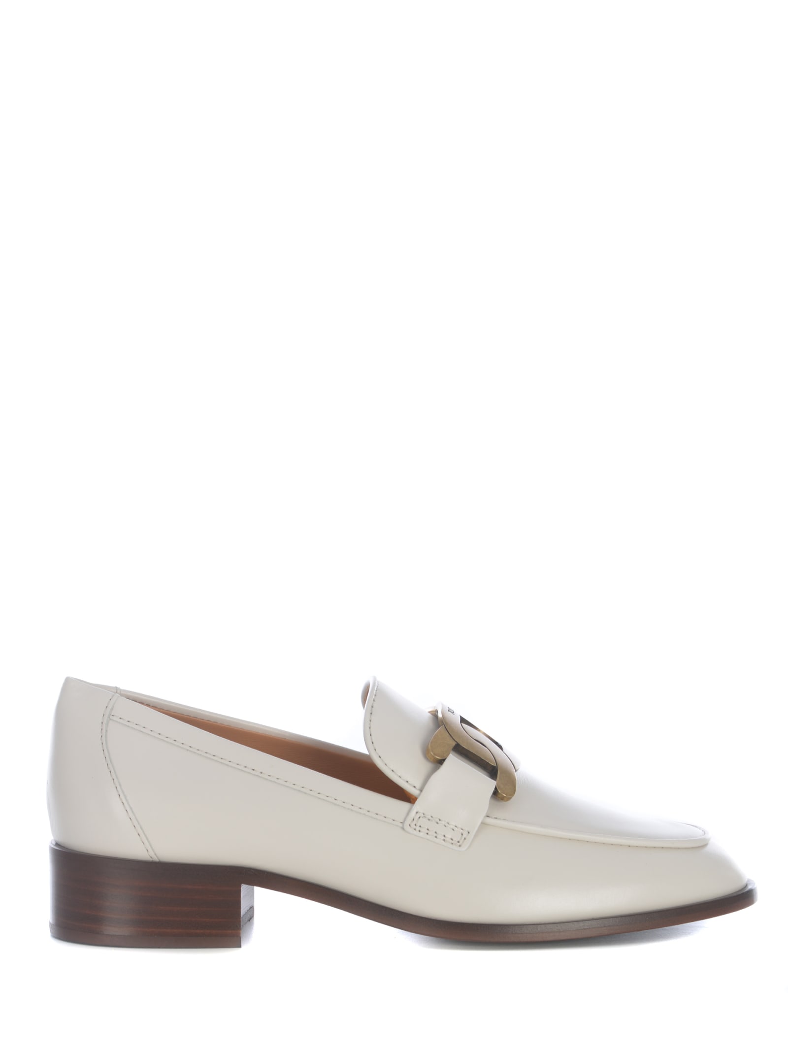 Shop Tod's Moccasin Tods Chain Made Of Leather In Ivory