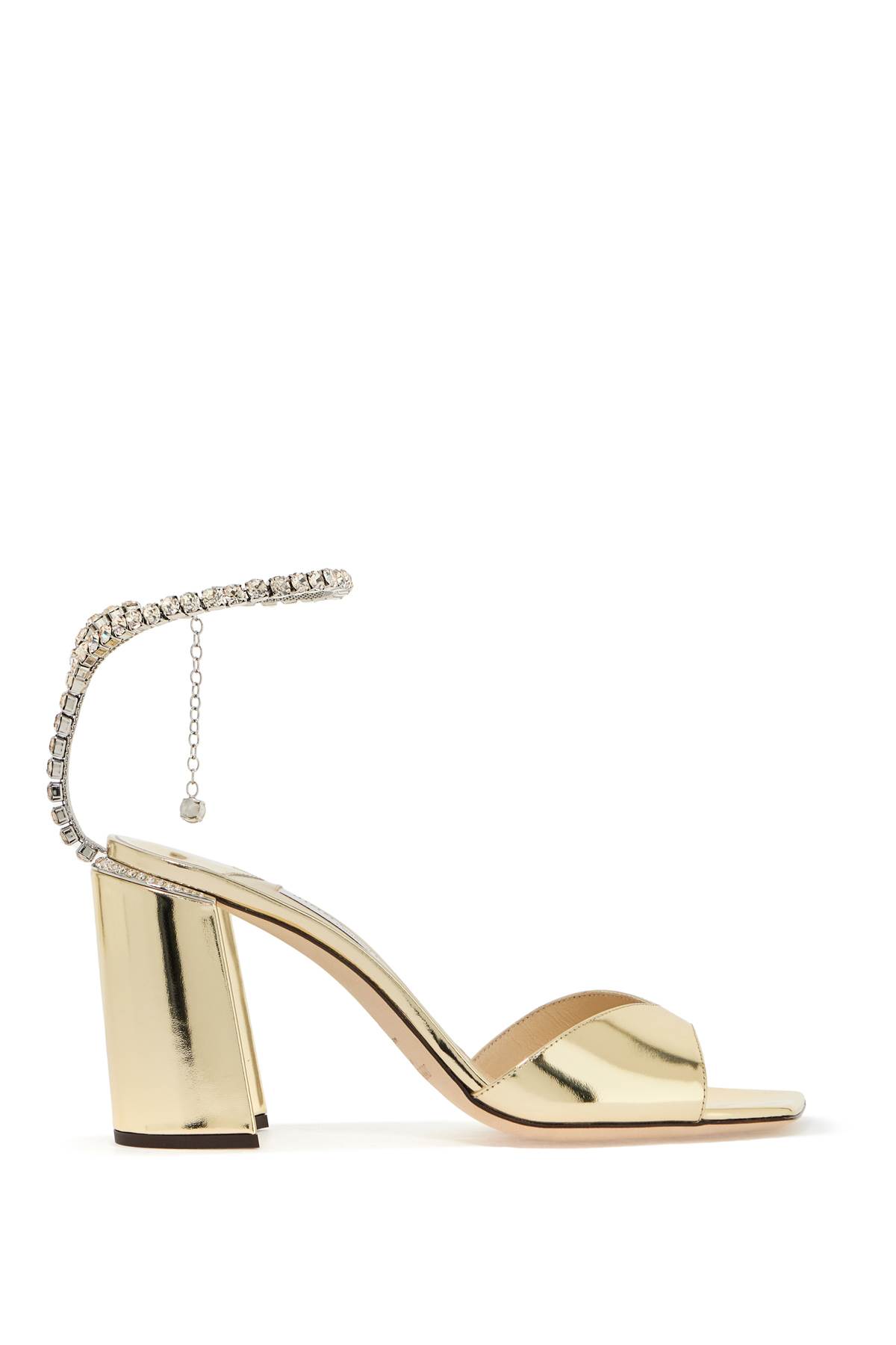 Shop Jimmy Choo Saeda 85 Sand In Gold Crystal Honey (metallic)