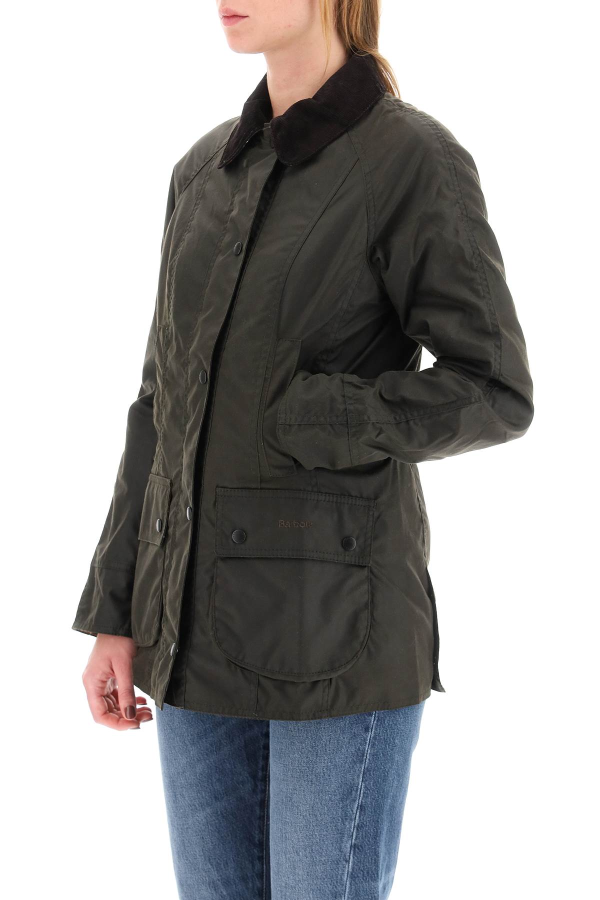 Shop Barbour Beadnell Wax Jacket In Olive Classic (khaki)