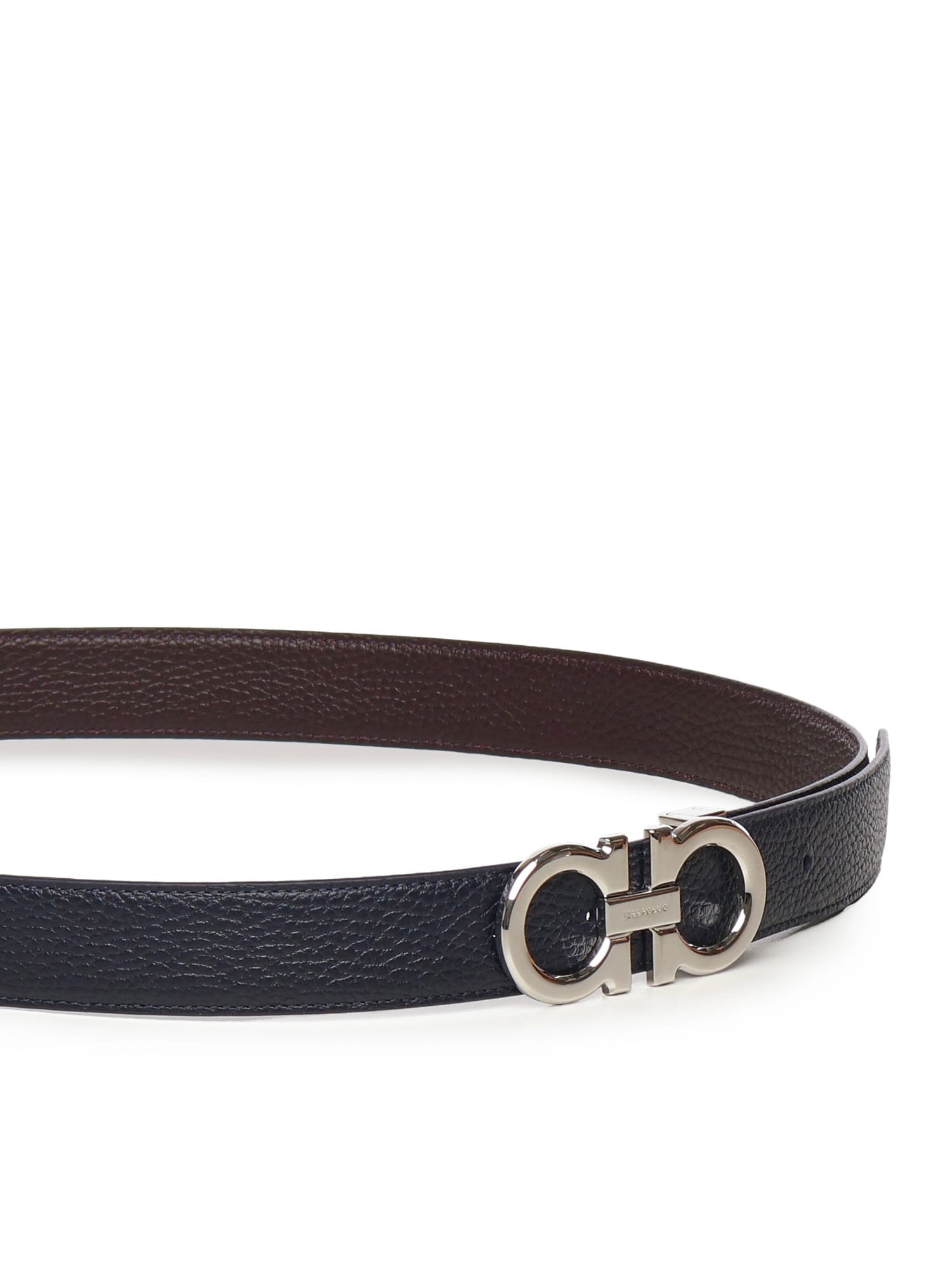 Ferragamo Leather Gancini Belt In Black