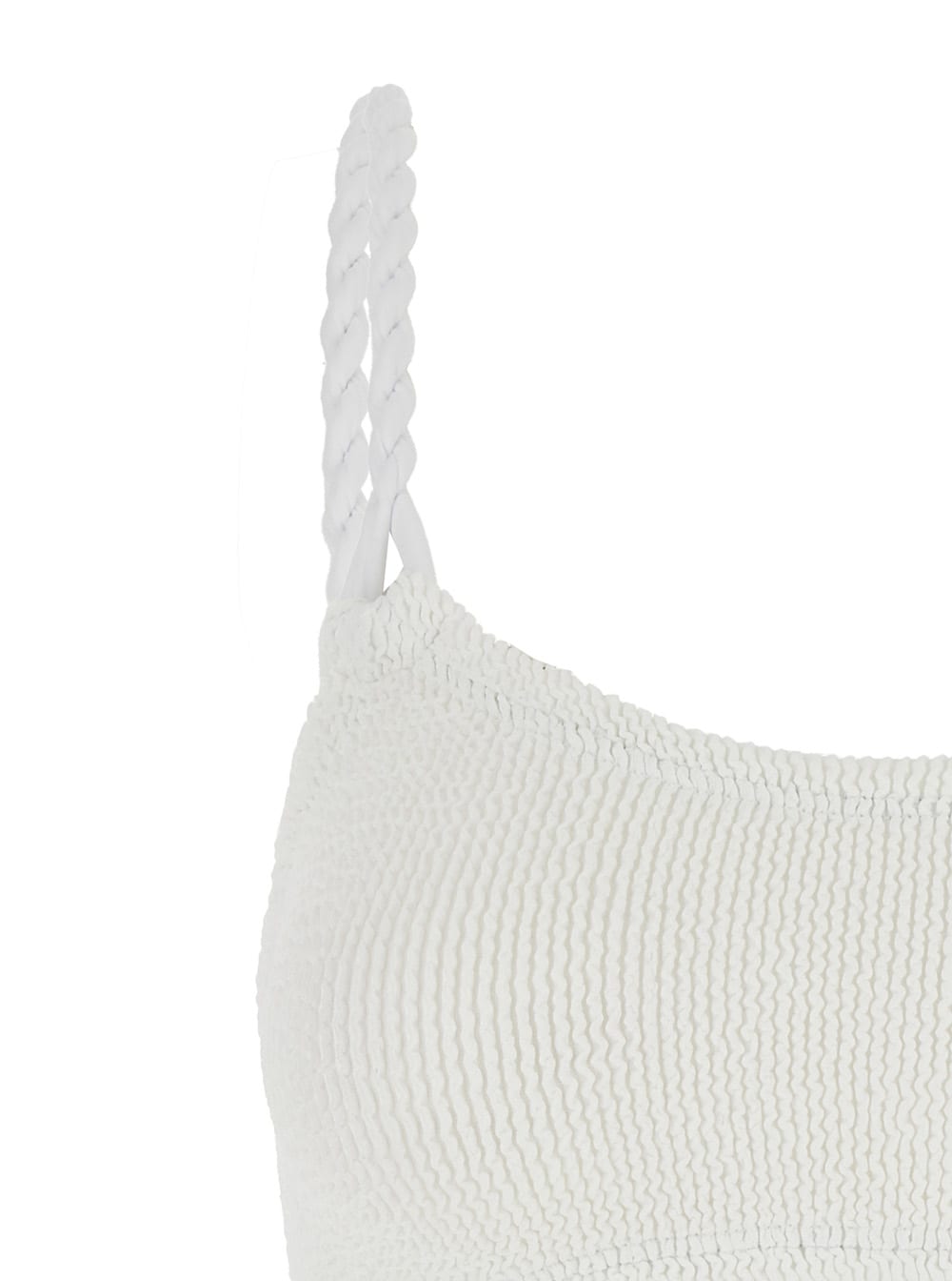 Hunza G Phoebe White Bikini With Twisted Straps And Scoop Neck In Tech Fabric Woman In White
