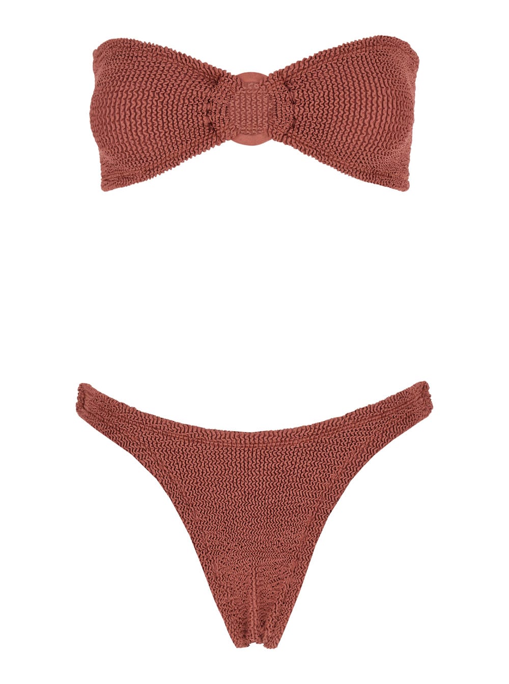 Shop Hunza G Gloria Bikini With Fabric Covered Hoops In Pink