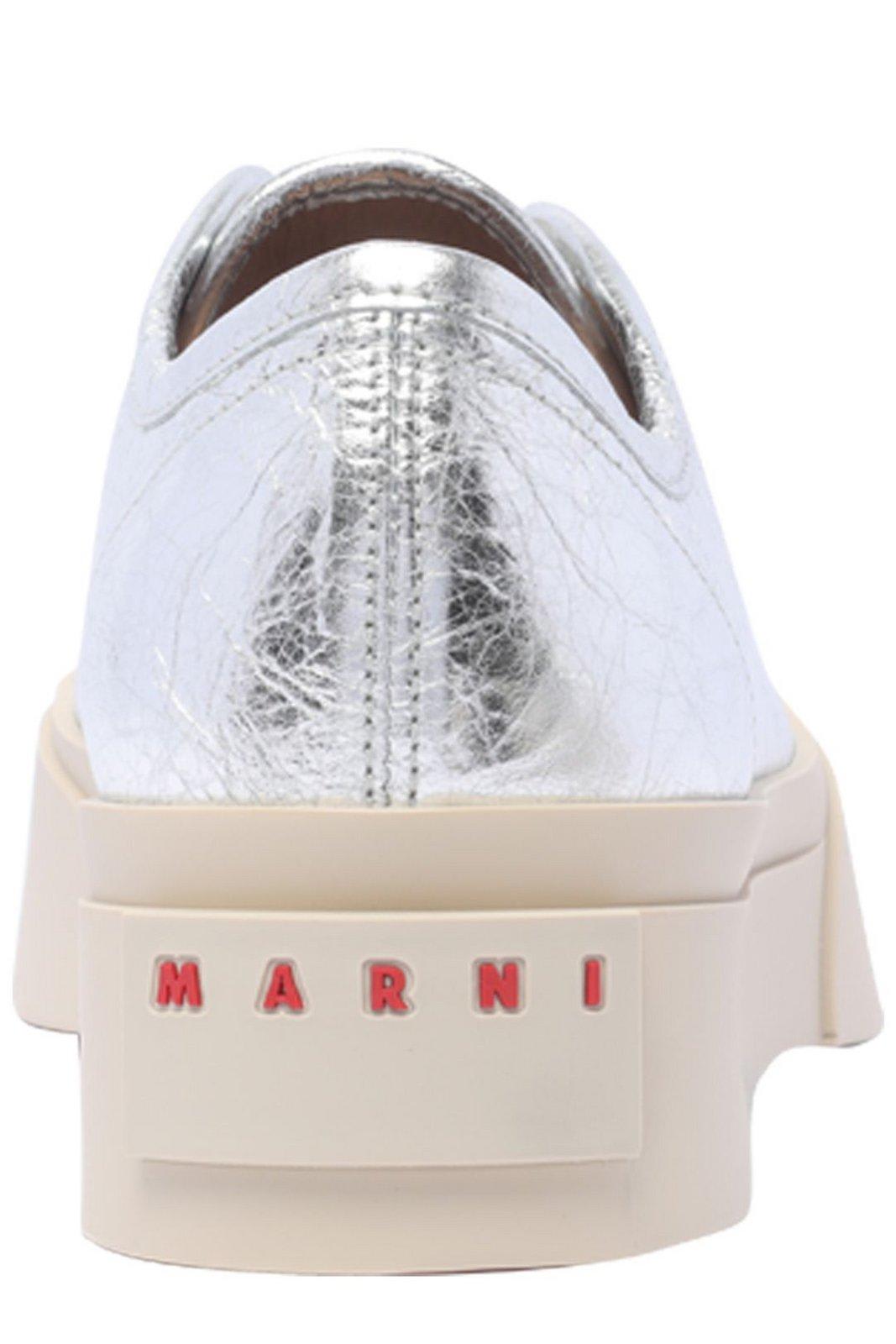 Shop Marni Pablo Lace-up Sneakers In Silver