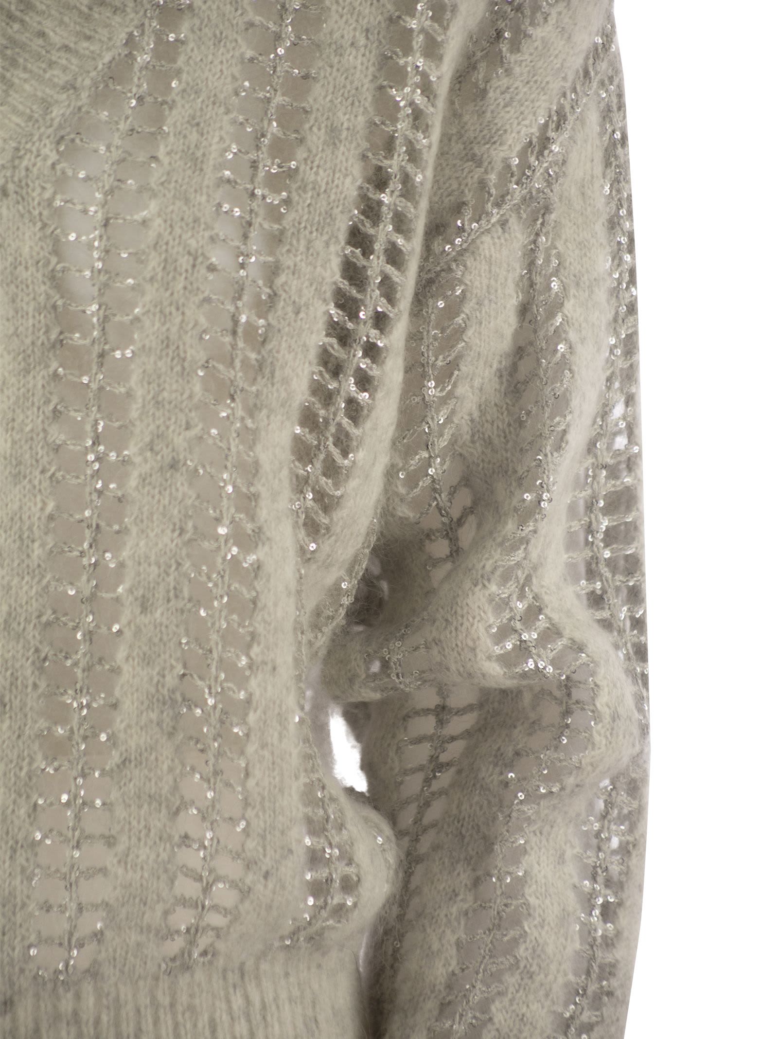 Shop Brunello Cucinelli Wool And Mohair V-neck Sweater In Pearl