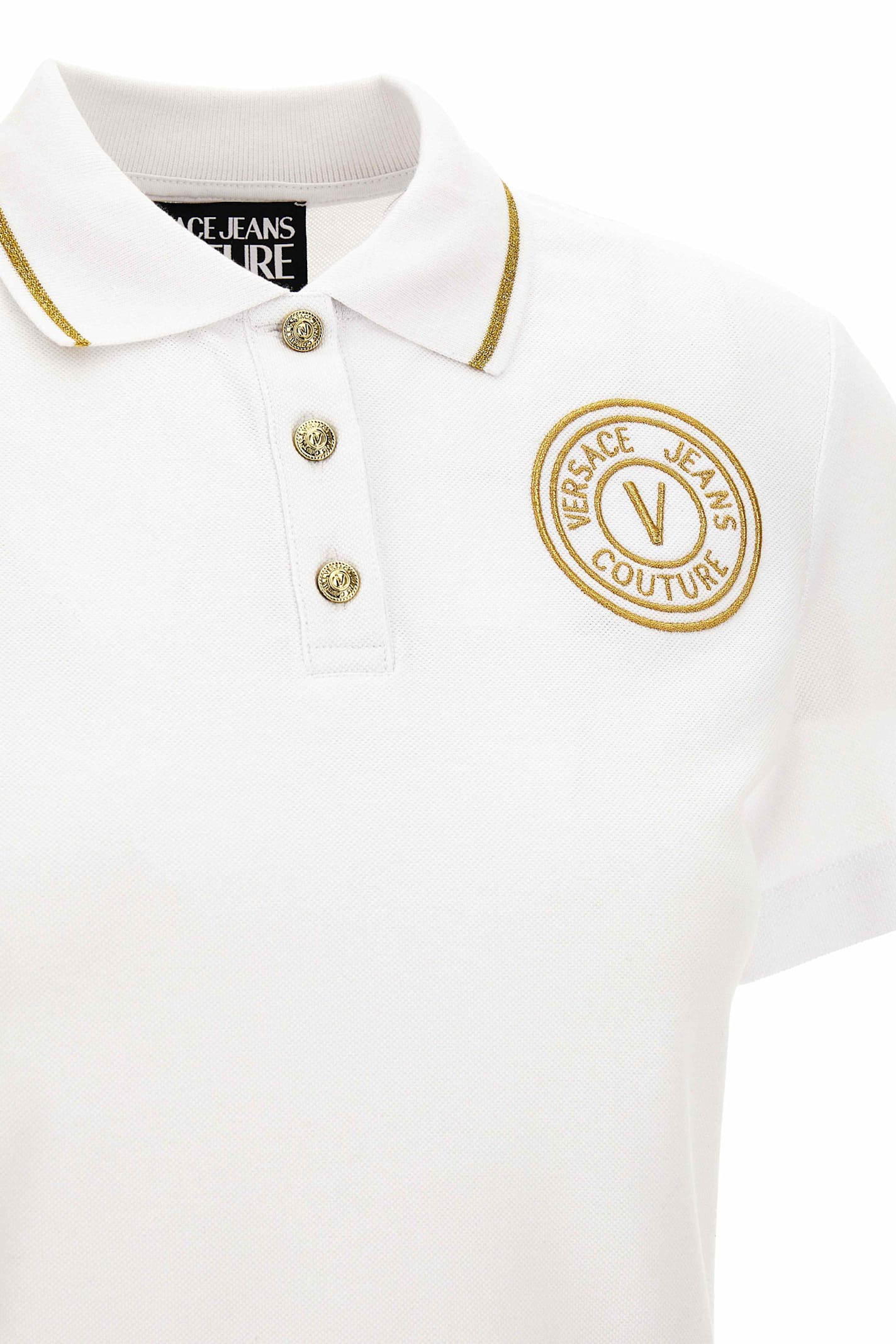 Shop Versace Jeans Couture Polo In White Gold
