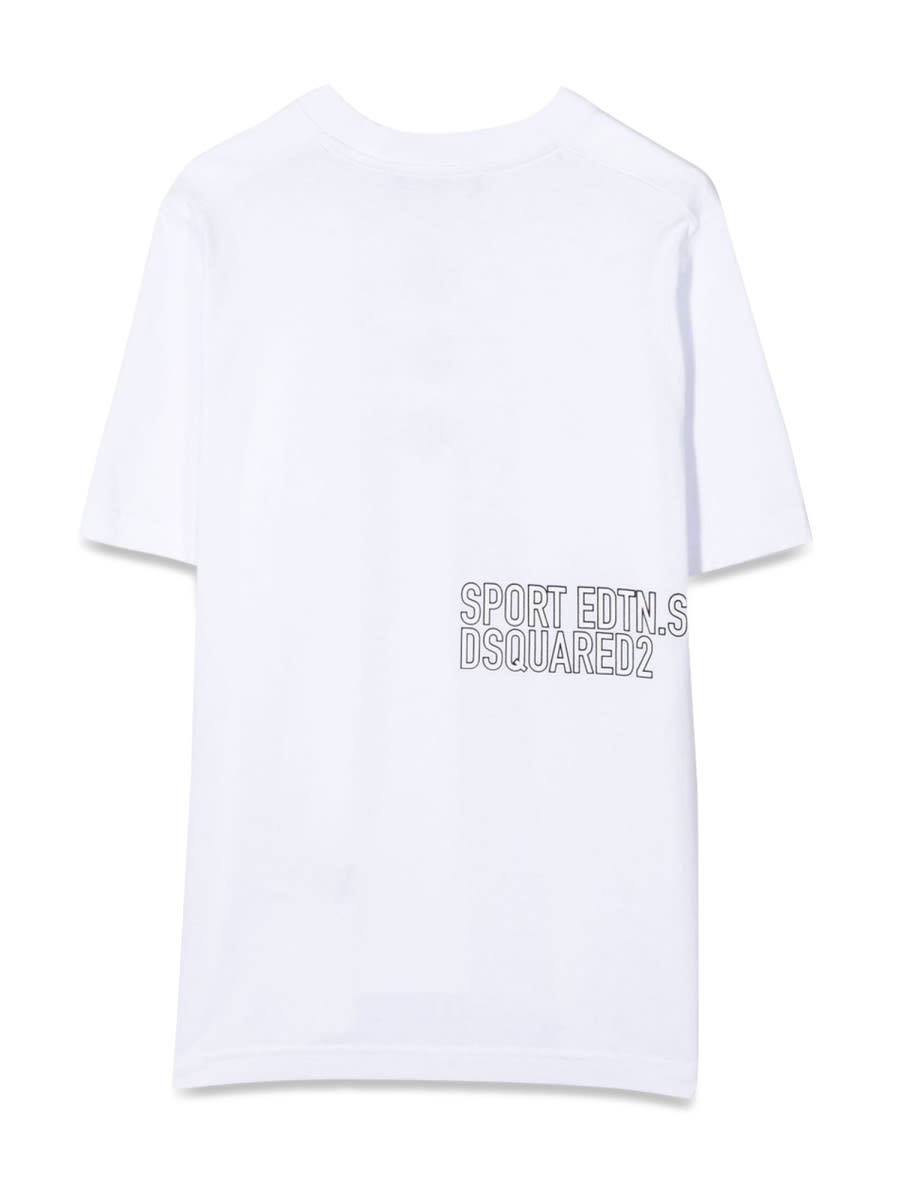 Shop Dsquared2 T-shirt Logo On The Back And Front Leaves In White