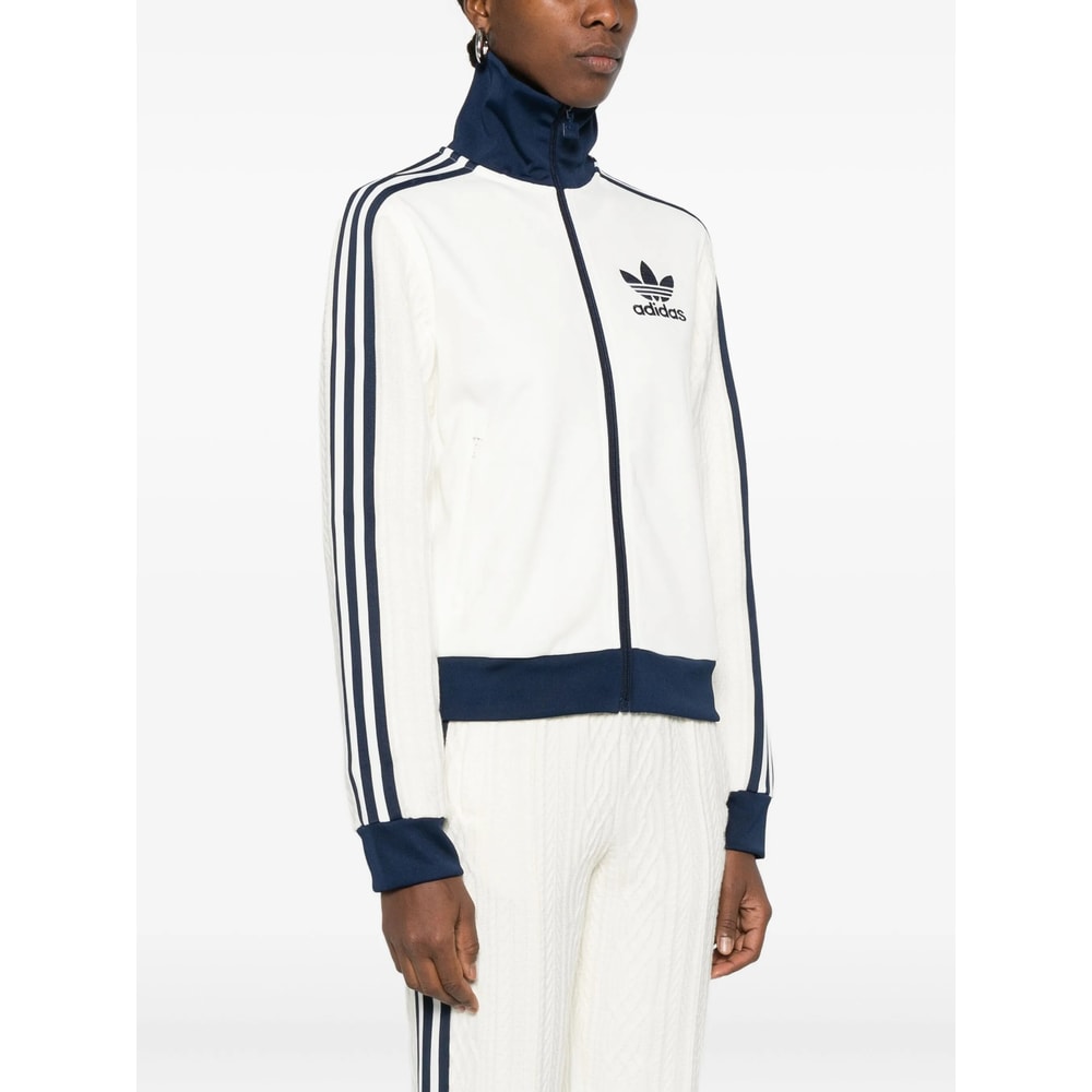 Adidas Originals Three-stripe Zip Sweatshirt In White