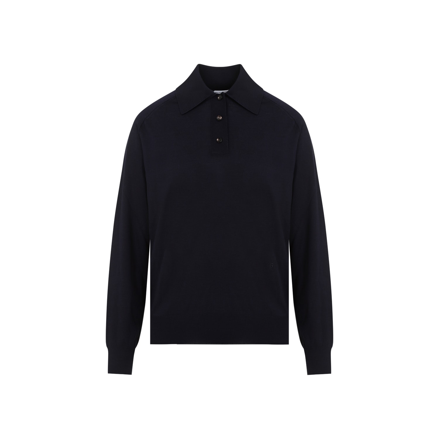 Shop Bottega Veneta Long Sleeves Polo In Navy