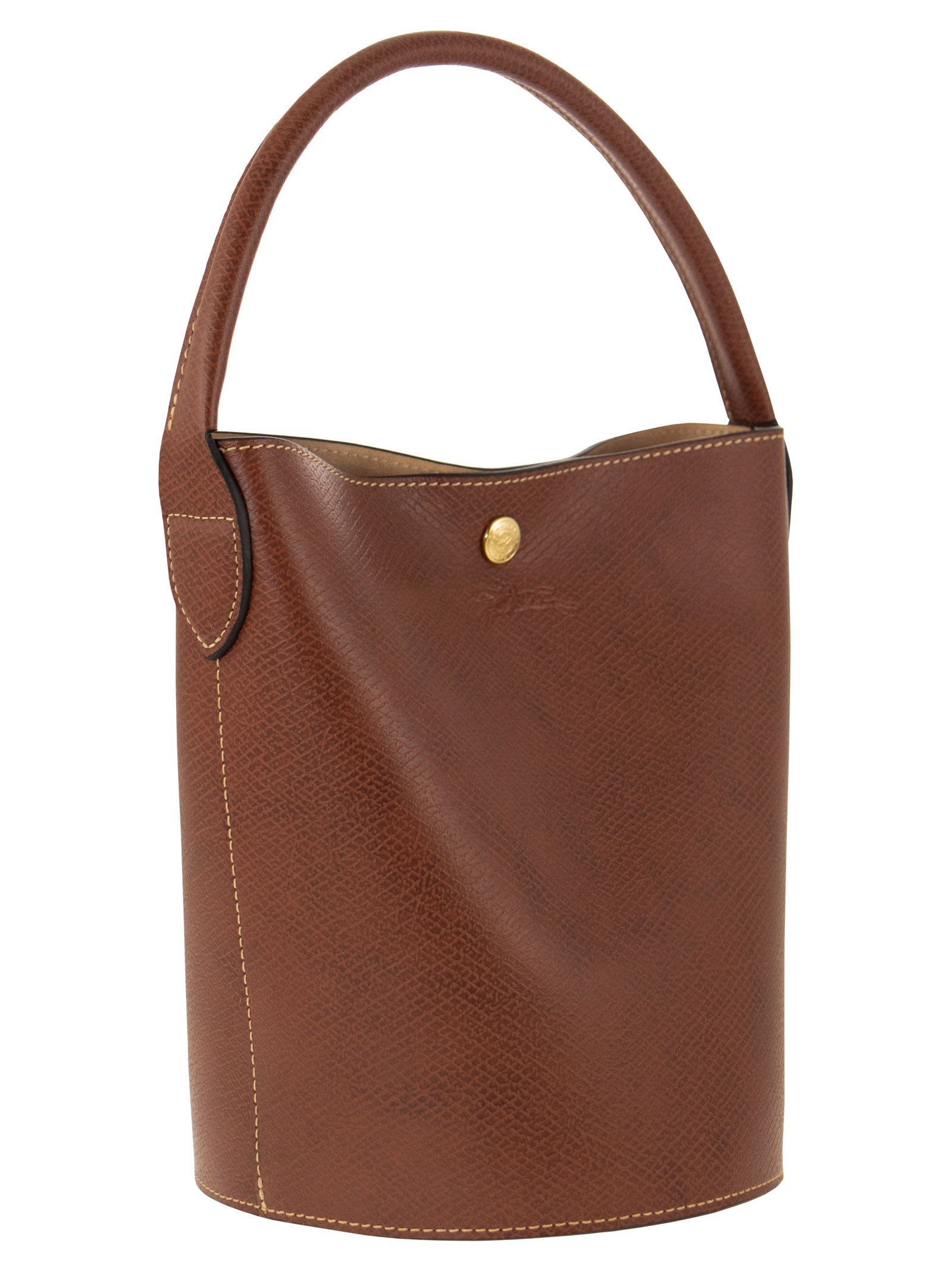 Longchamp Bucket Bag With Chic Contrast Stitching In Brown