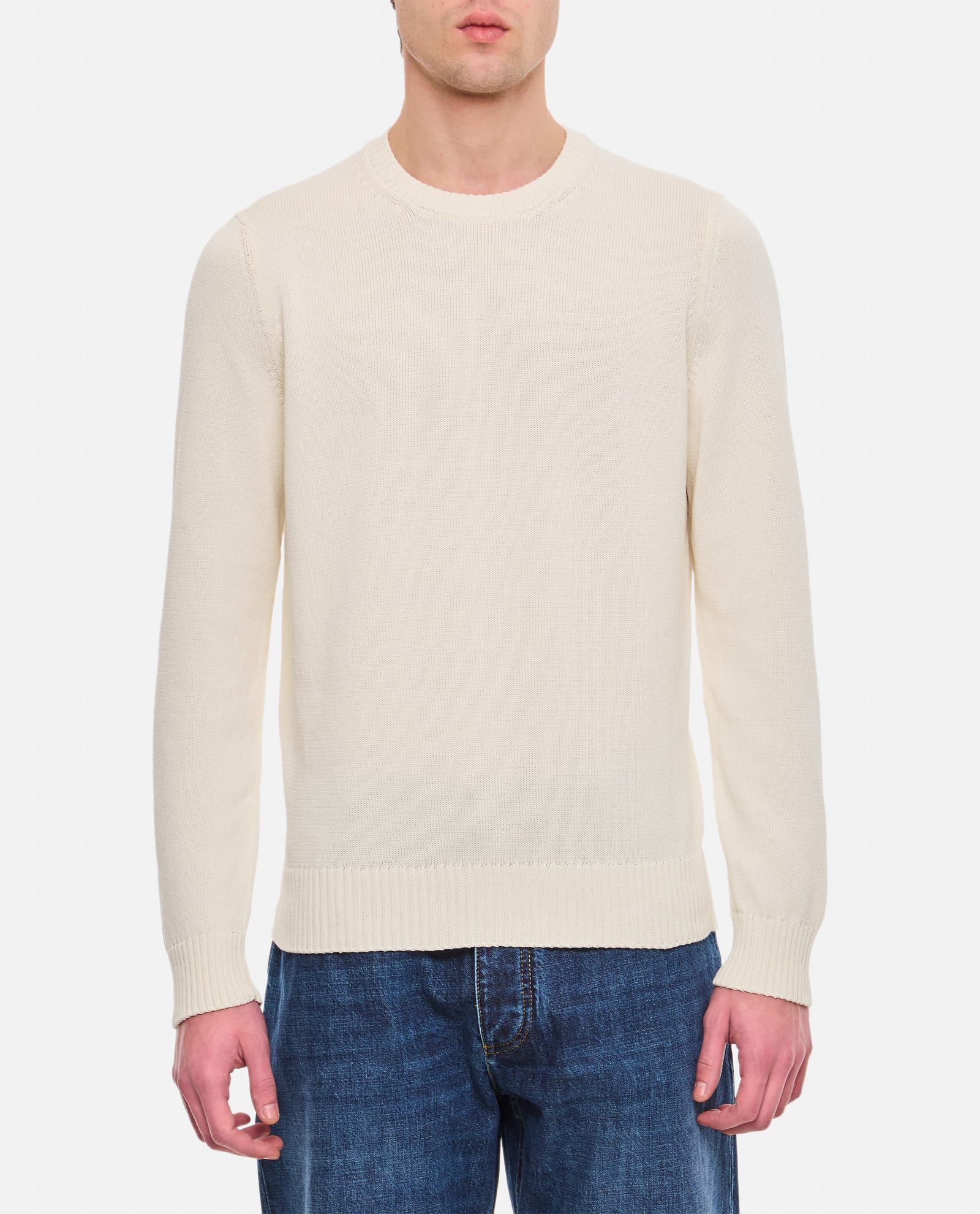 Shop Drumohr Crewneck Sweater In White