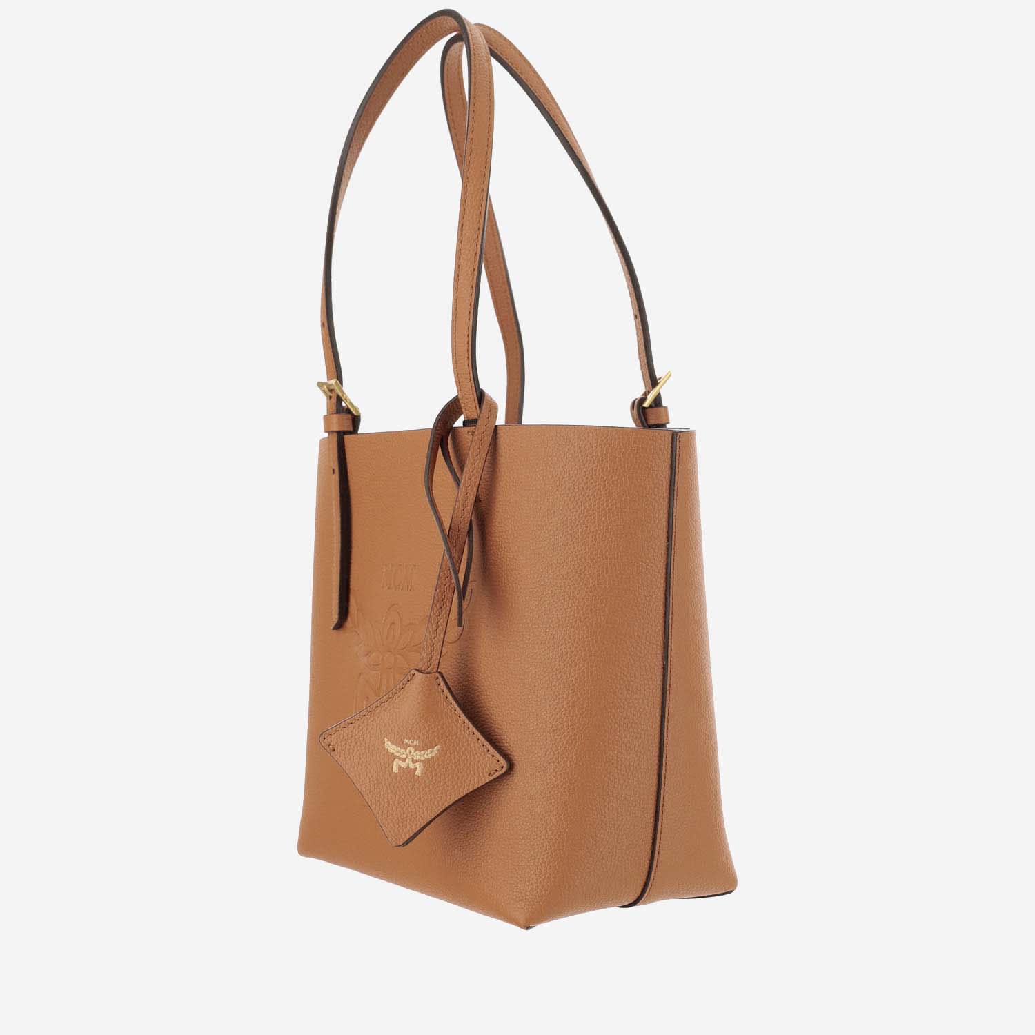 Shop Mcm Himmel Leather Tote Bag In Brown