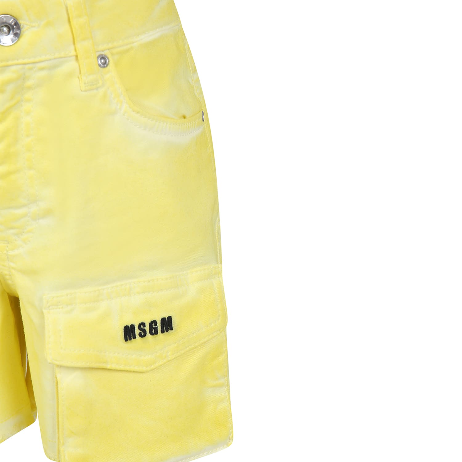 Shop Msgm Yellow Shorts For Girl With Logo