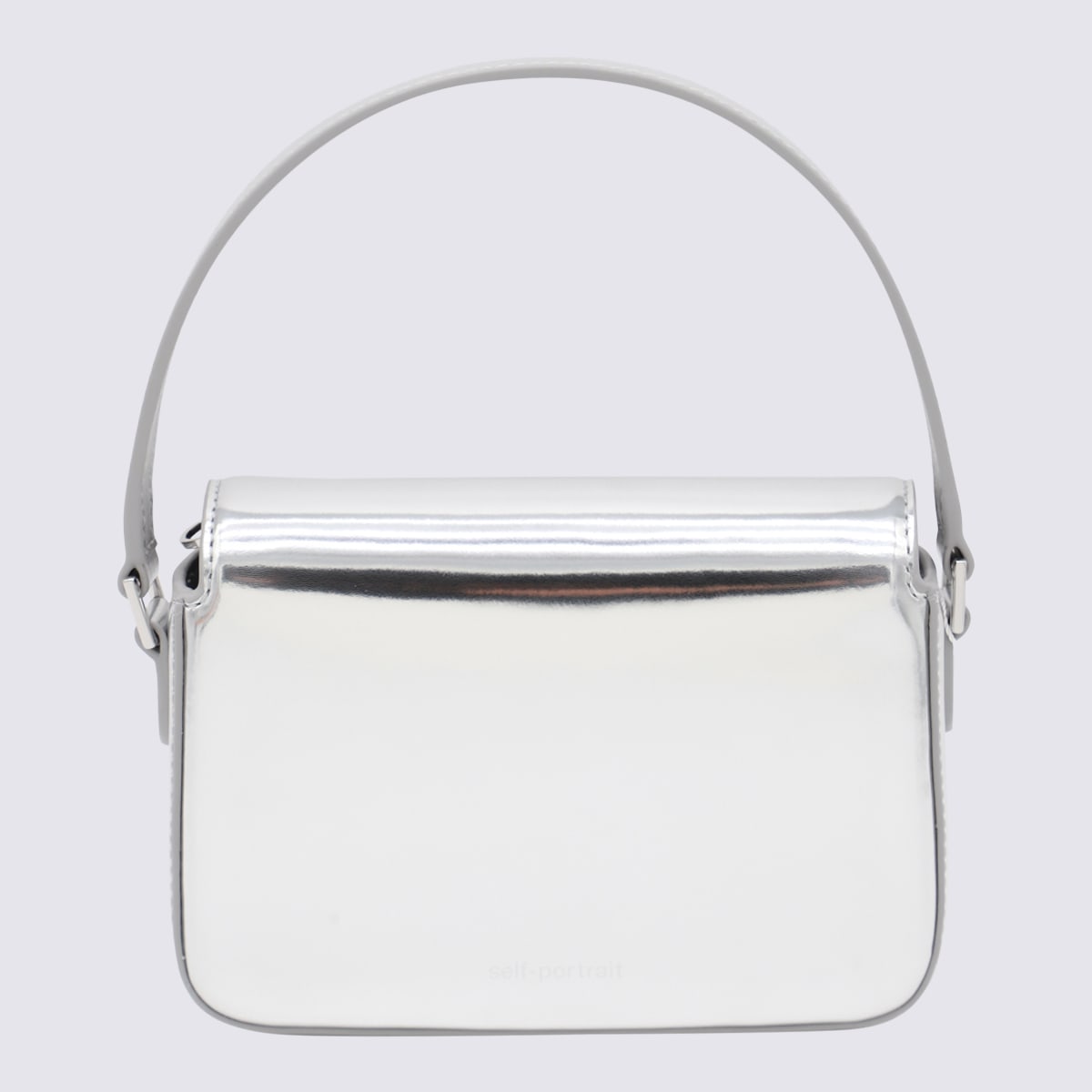 Shop Self-portrait Silver Leather Top Handle Bag