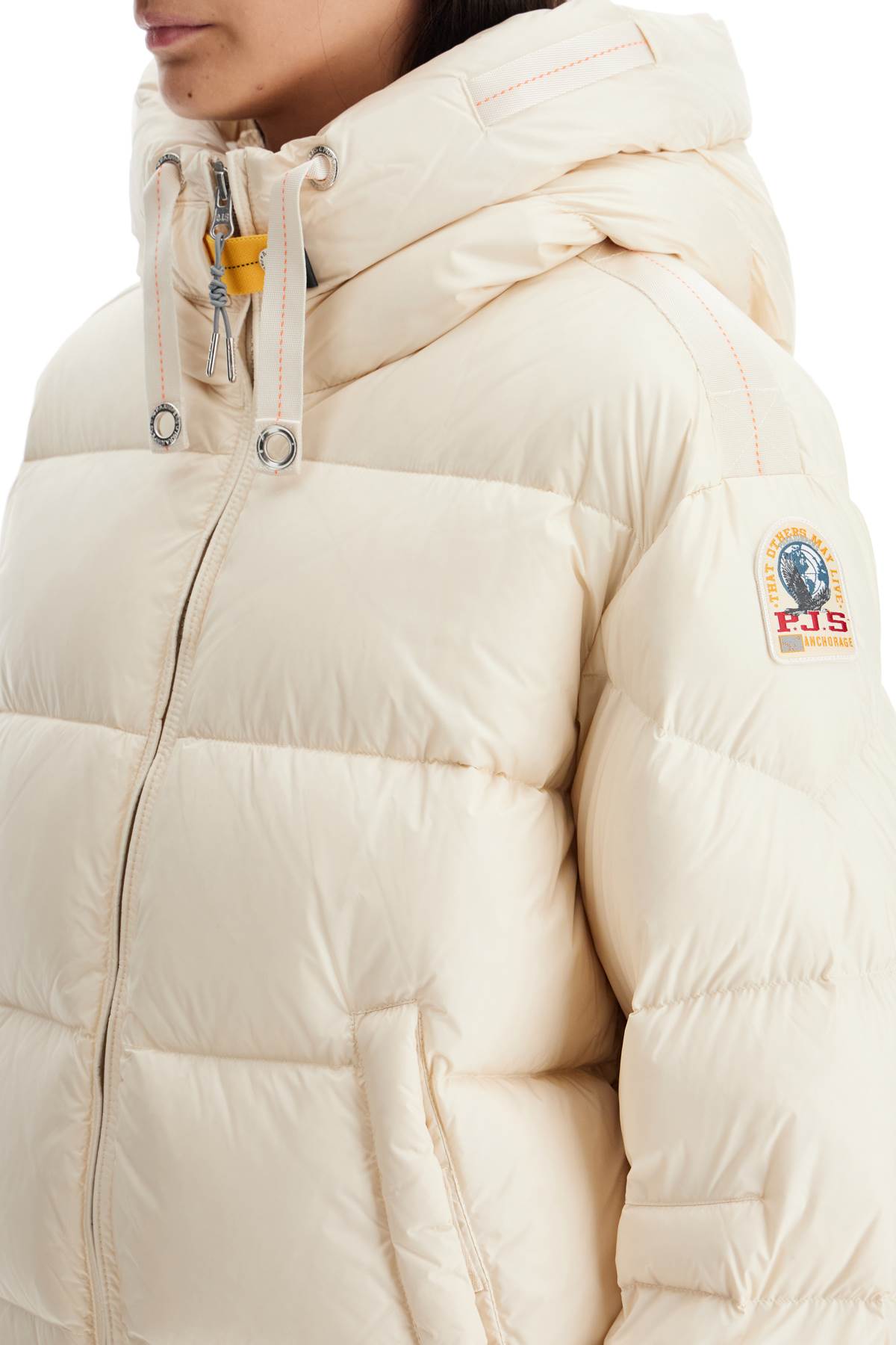 Shop Parajumpers Tilly Hooded Down Jacket In Moonbeam (white)