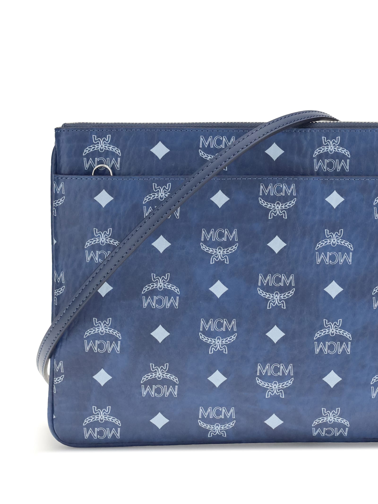 Mcm Pouch With Visetos Print In Blue