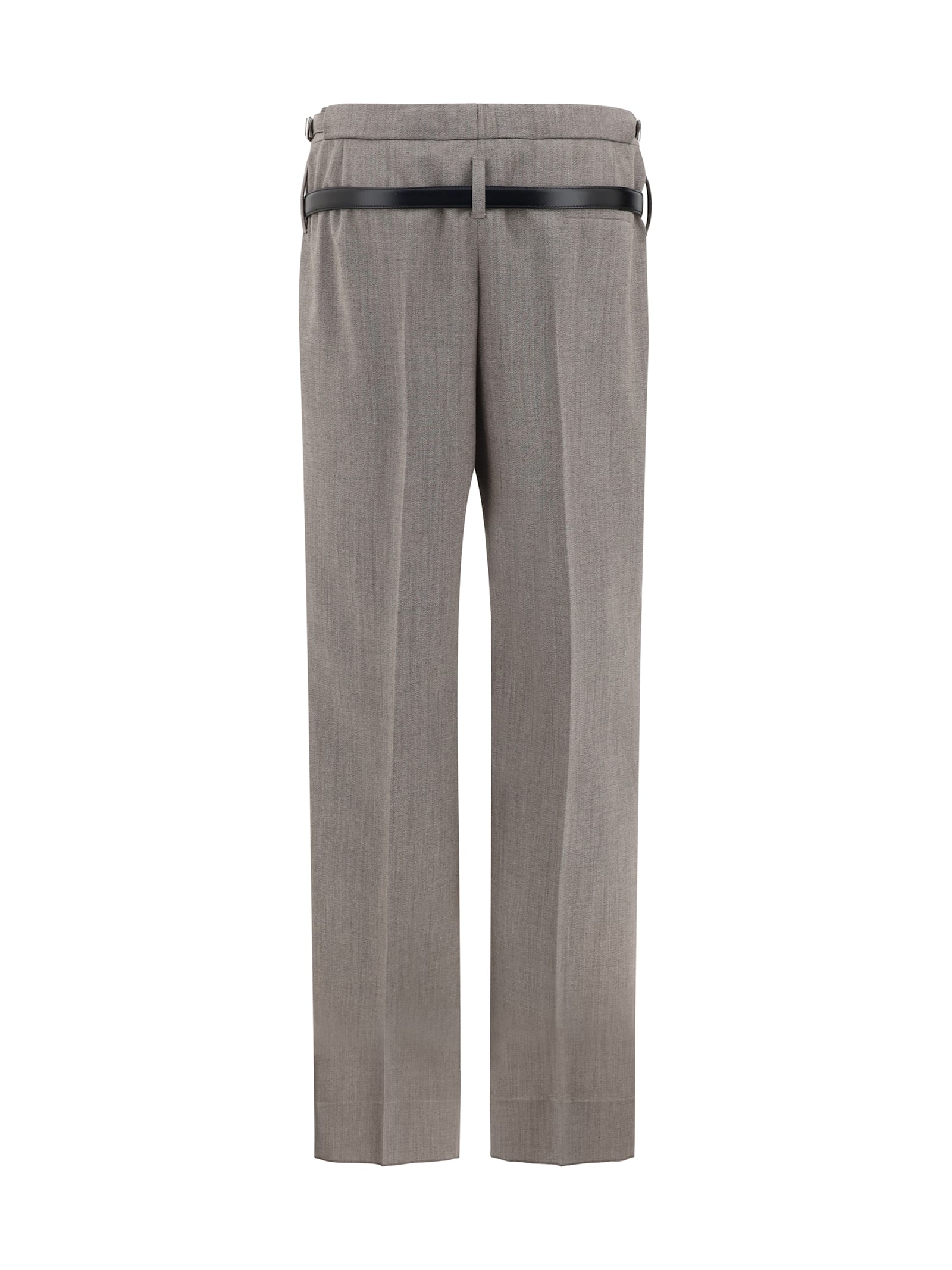 Prada Technical Wool Pants With Printed Belt In Argilla