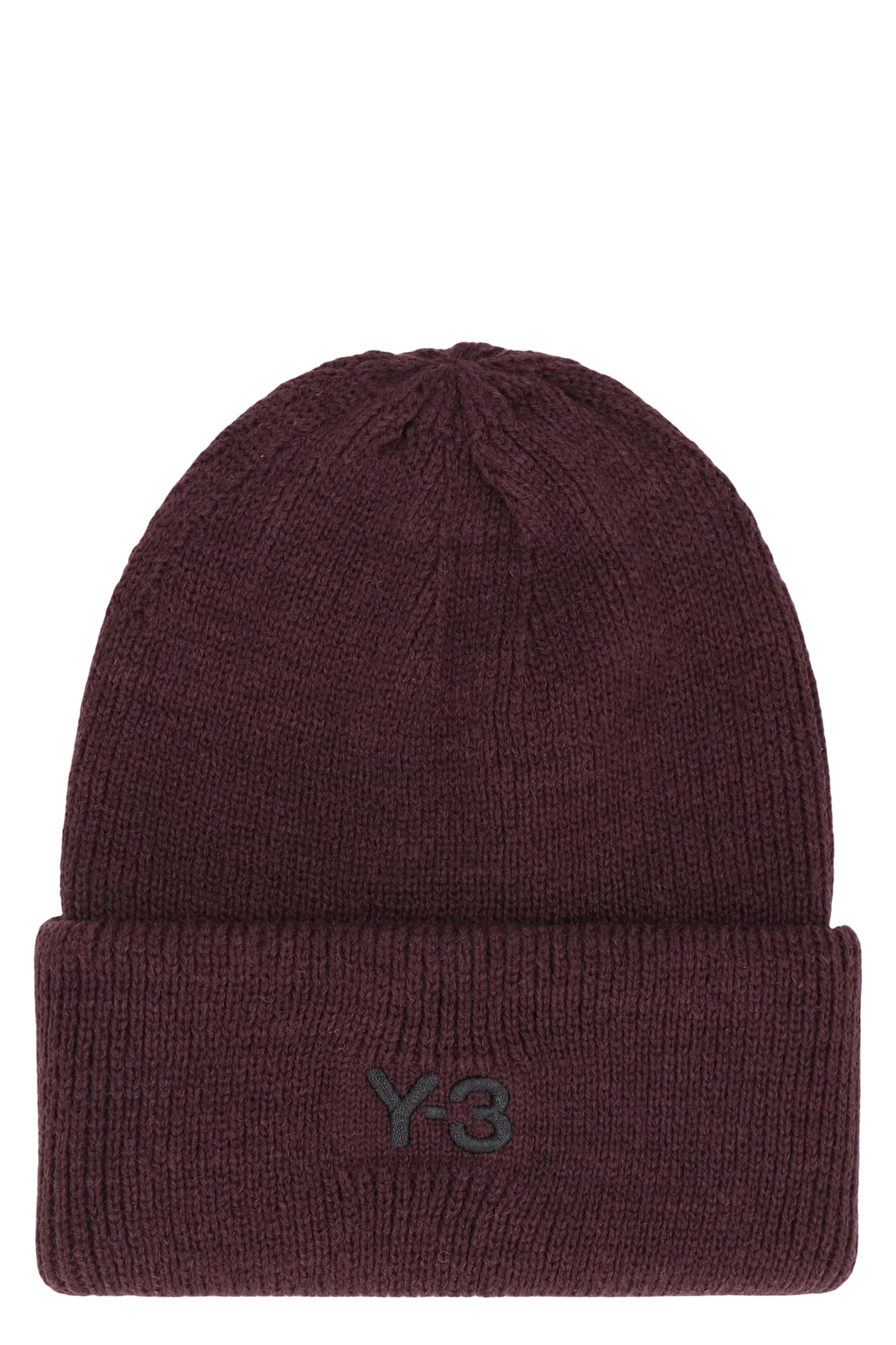 Y-3 Embroidered-logo Beanie Hat In Burgundy