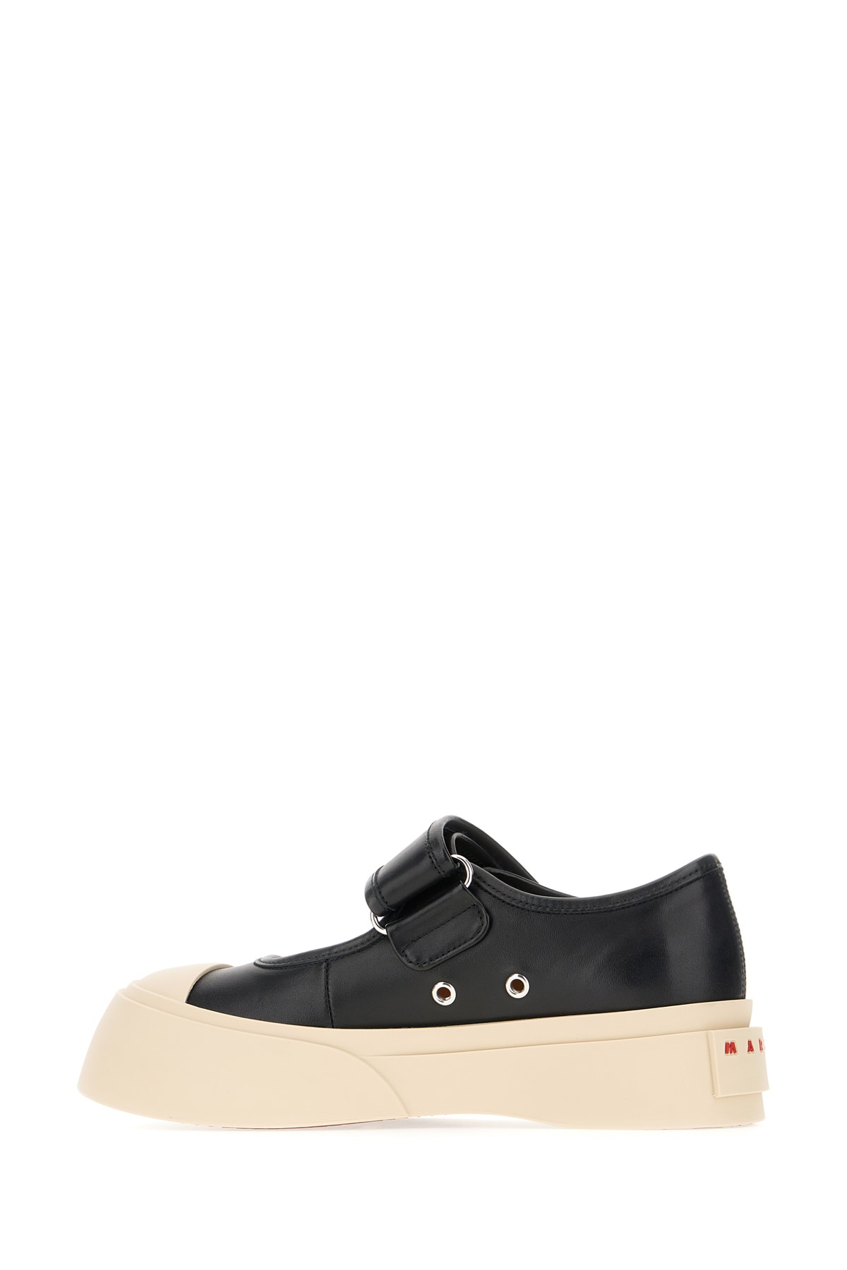 Shop Marni Black Nappa Leather Mary Jane Ballerinas