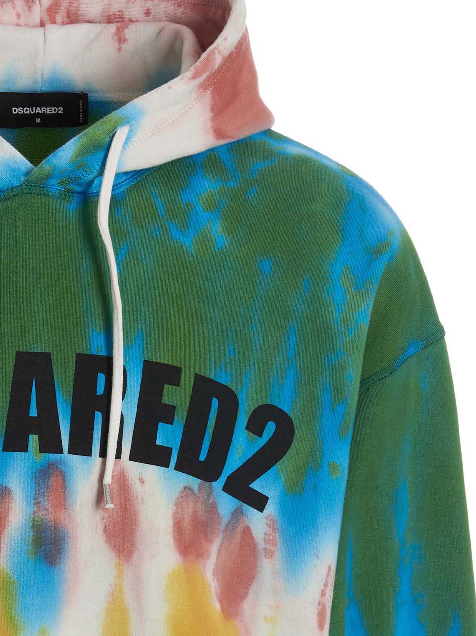 Dsquared2 Logo Print Hoodie Man Sweatshirt Sky Blue Size Xxl Cotton In Multicolore