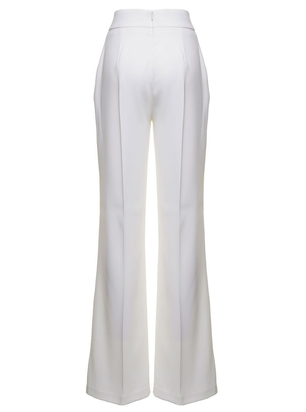 Pinko Womans White Crepe Pants With Buttons